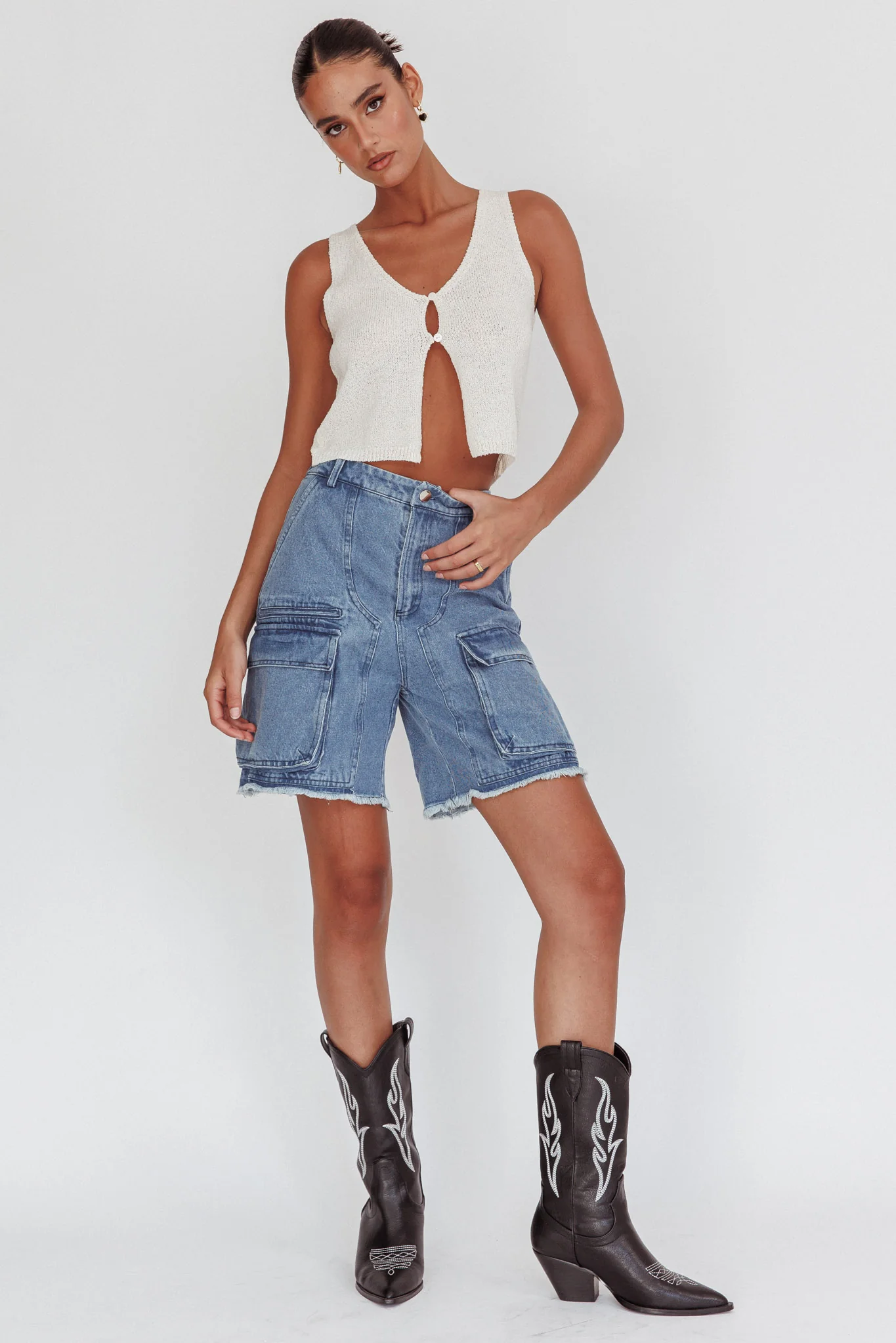 Meeka Open Front Knit Top White - Image 4
