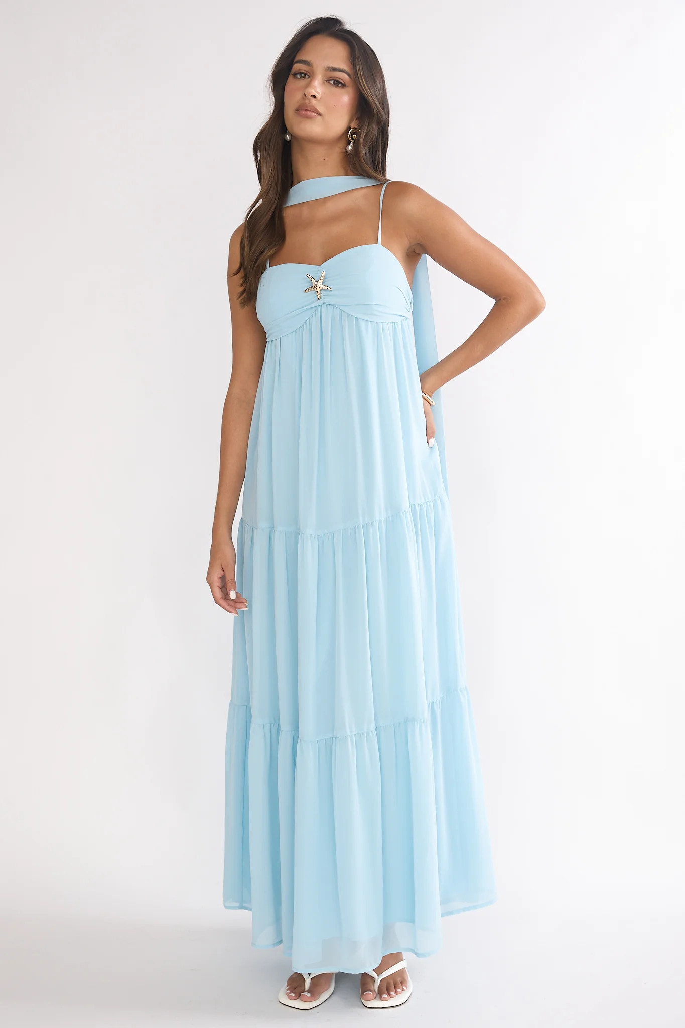 Meesha Cami Strap Scarf Maxi Dress Blue - Image 2