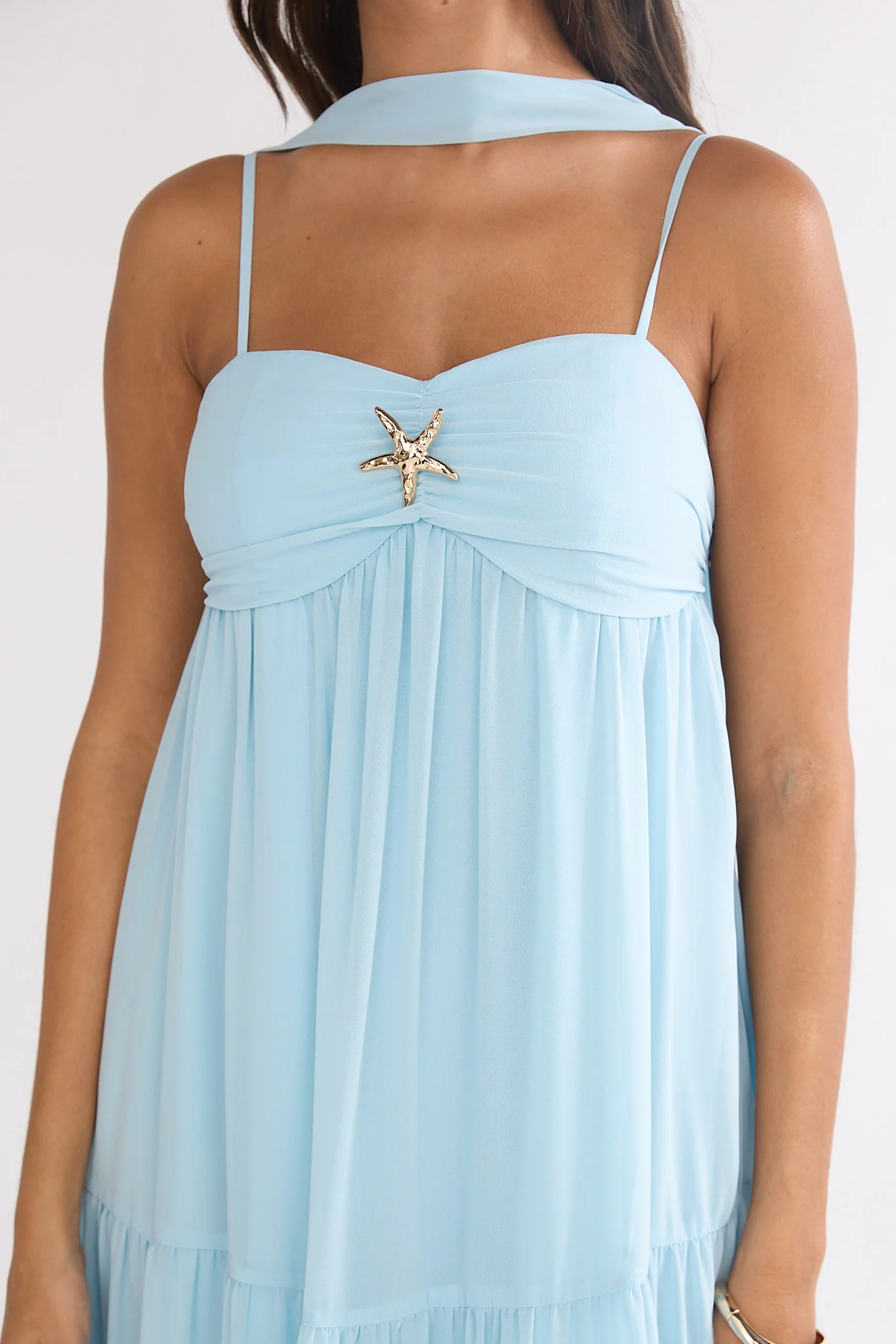 Meesha Cami Strap Scarf Maxi Dress Blue - Image 4