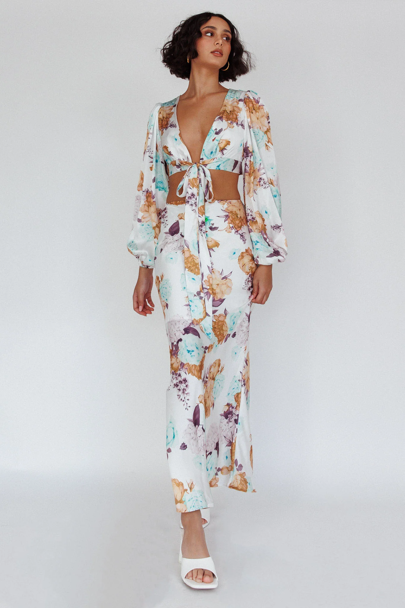 Meet Me In Fiji Tied Top Floral Yellow - Image 3