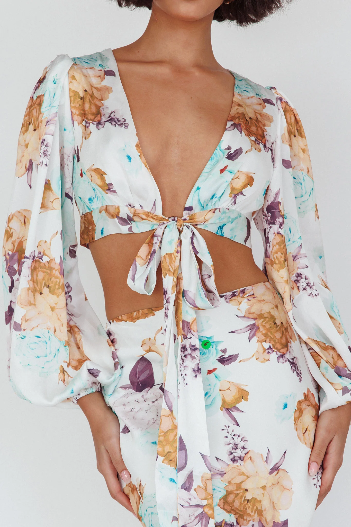 Meet Me In Fiji Tied Top Floral Yellow - Image 4