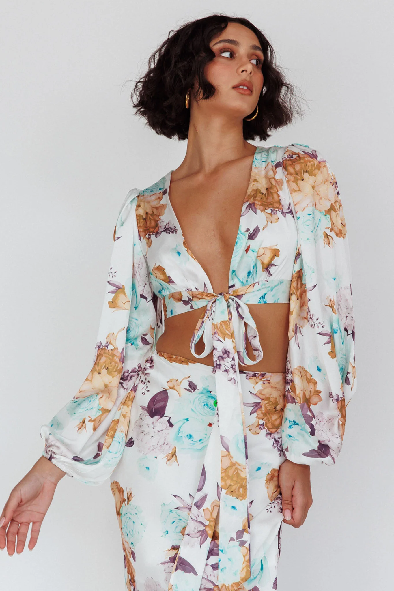 Meet Me In Fiji Tied Top Floral Yellow - Image 5