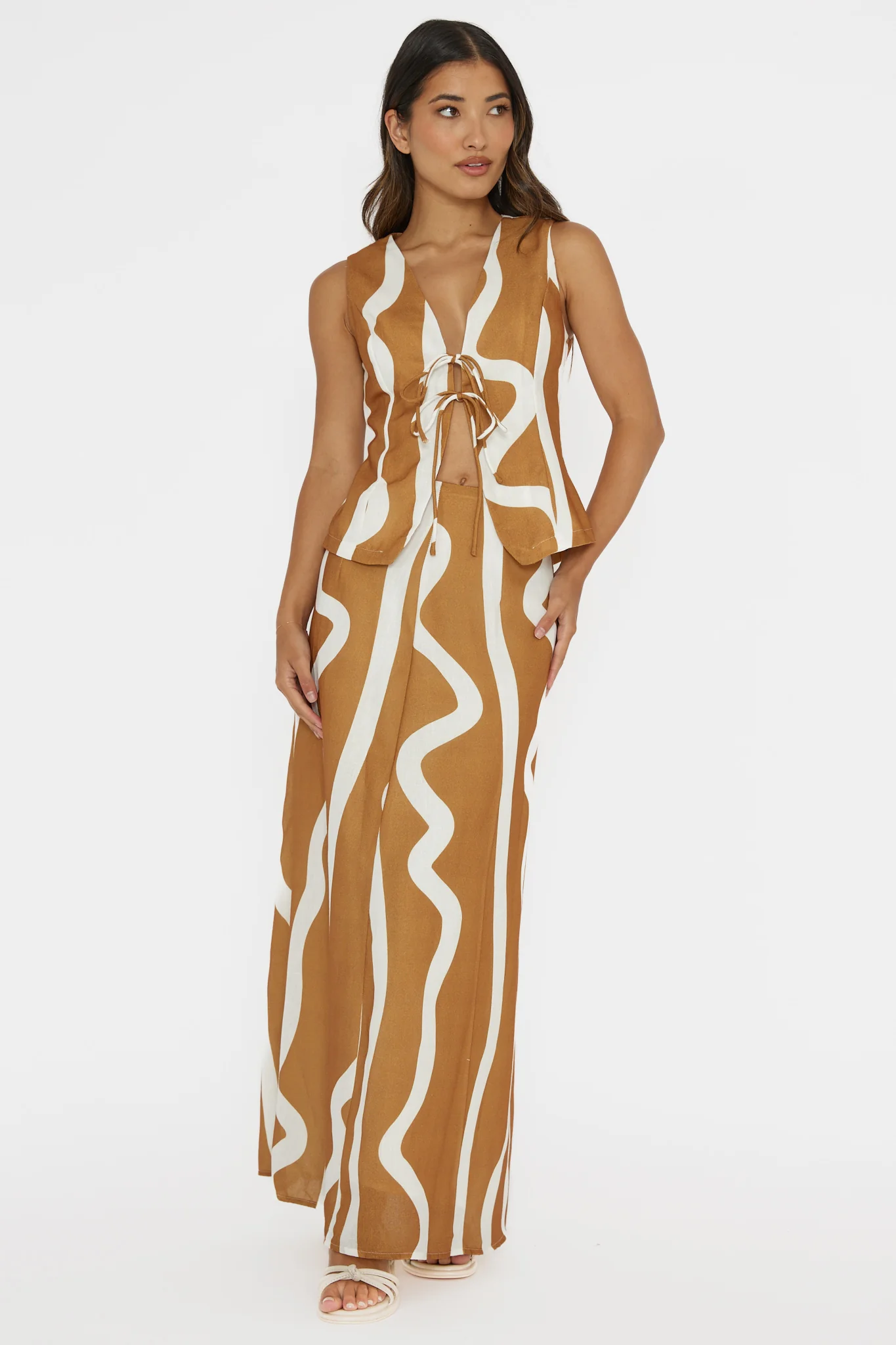 Meet Me There Maxi Skirt Abstract Tan - Image 4