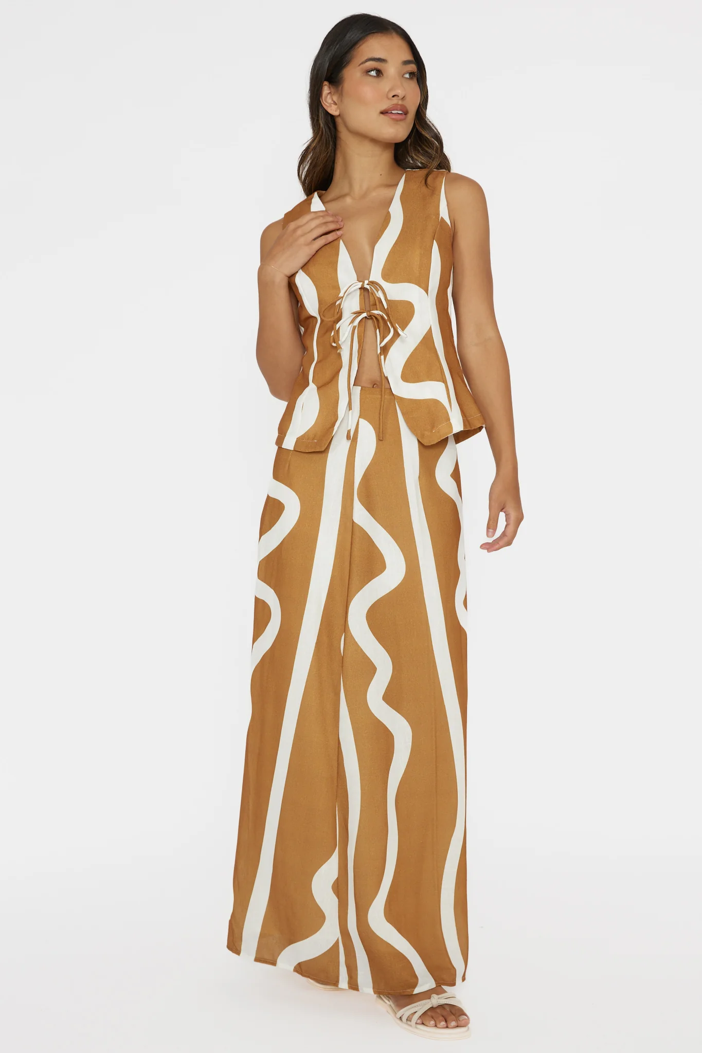 Meet Me There Maxi Skirt Abstract Tan - Image 5