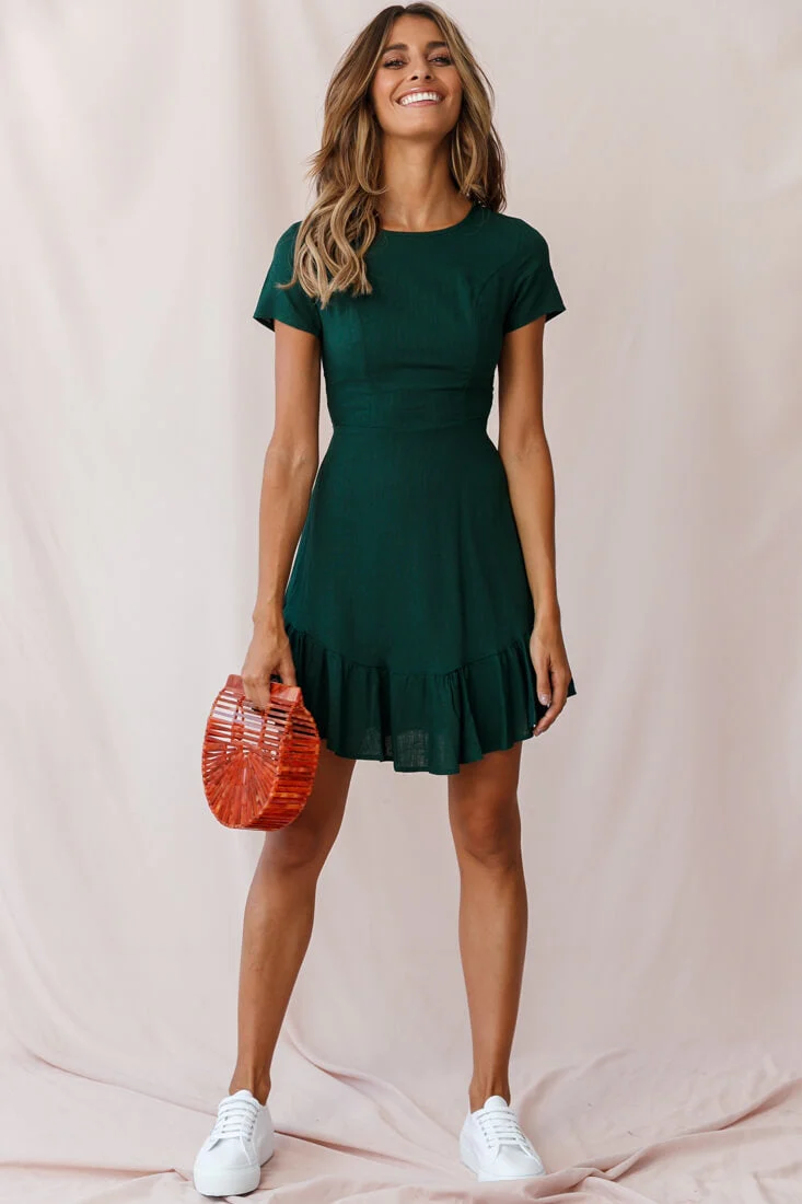 Meilani A-line Empire Dress Forest Green - Image 7