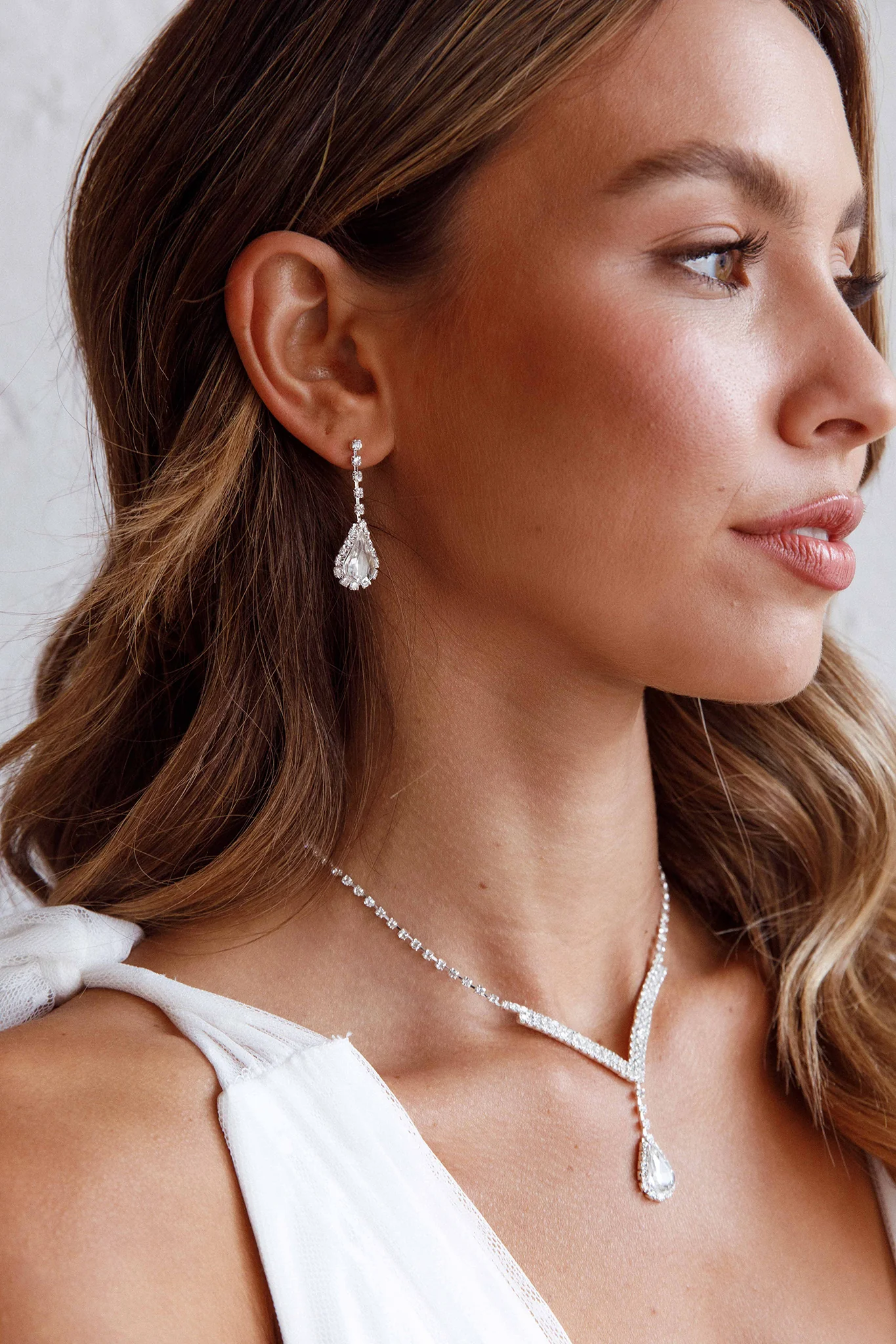 Melissa Diamante Necklace and Earrings Set Silver - Image 3