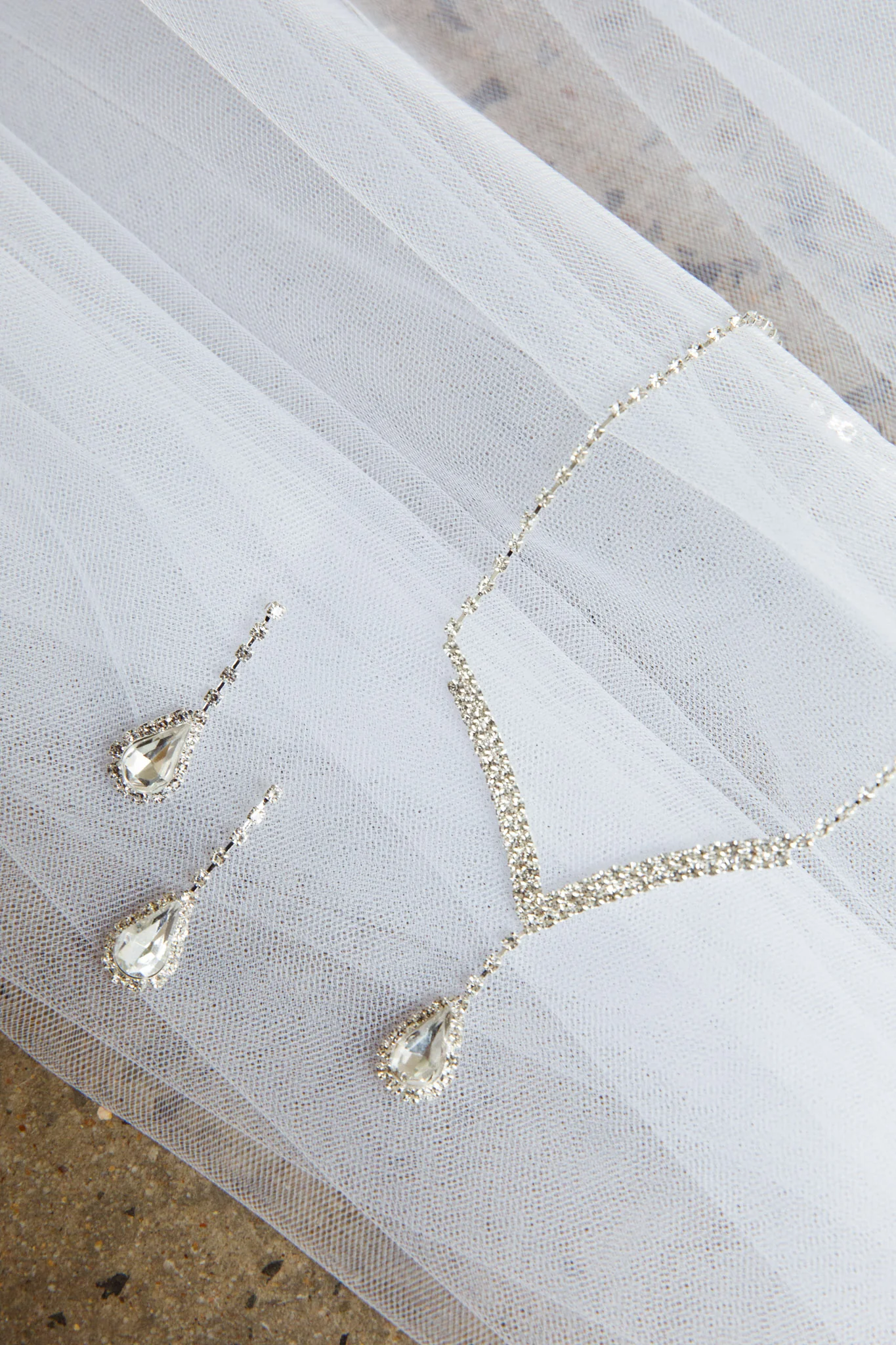 Melissa Diamante Necklace and Earrings Set Silver - Image 5