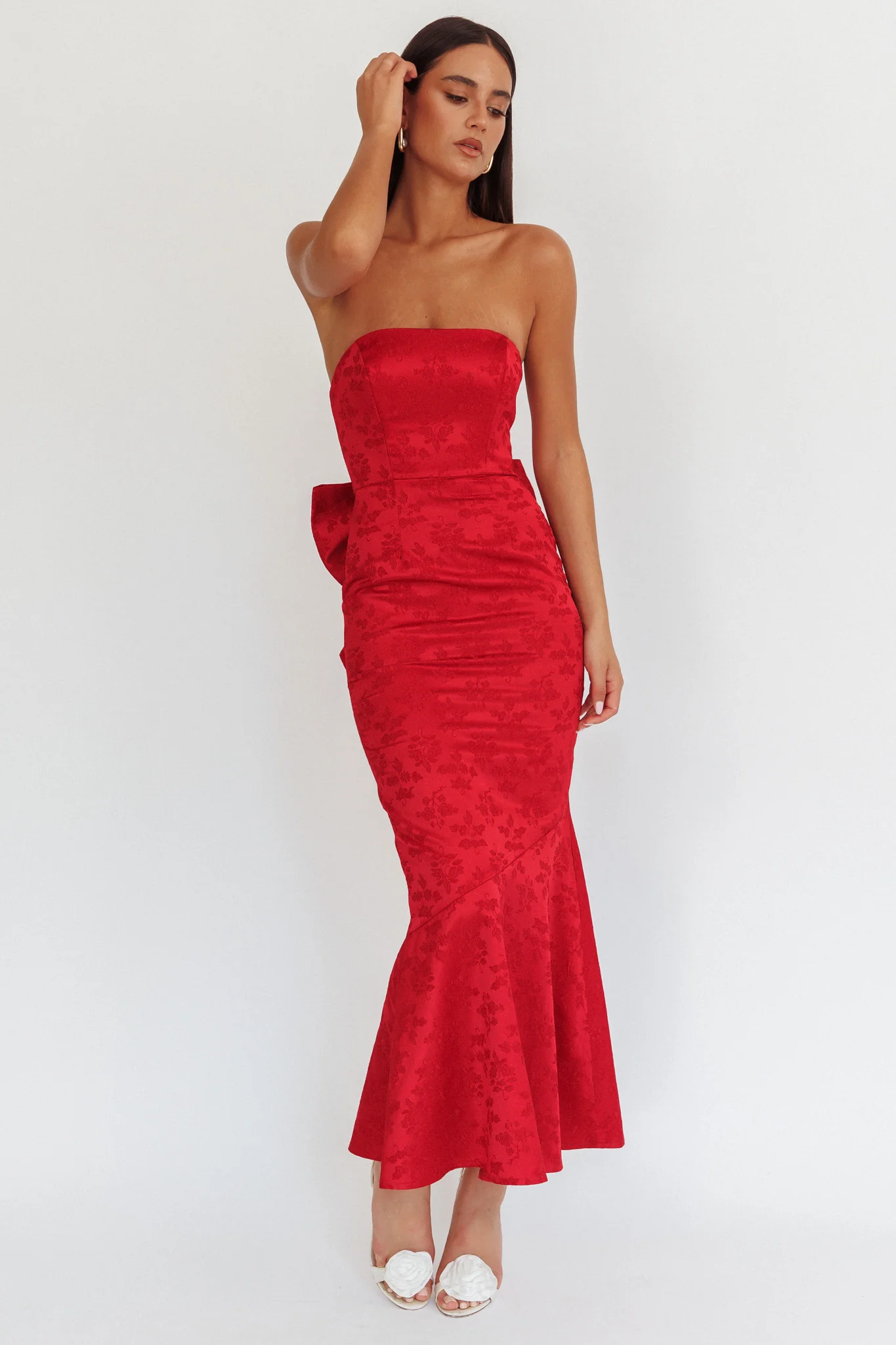 Melty Kisses Bow Back Maxi Dress Wine - Image 5
