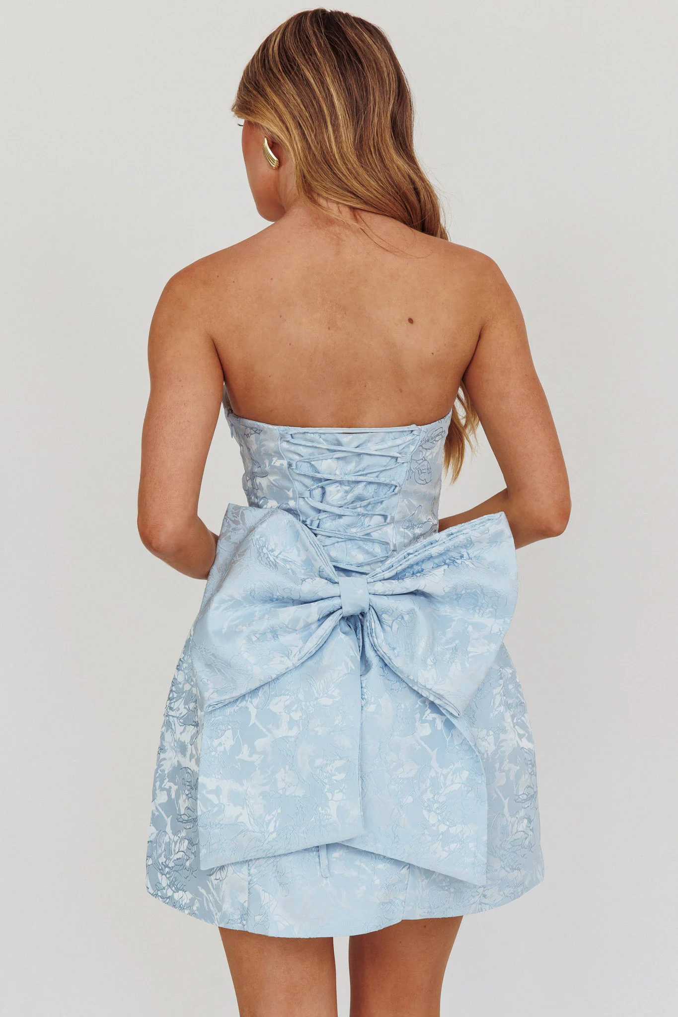Melty Kisses Bow Mini Dress Blue - Image 3