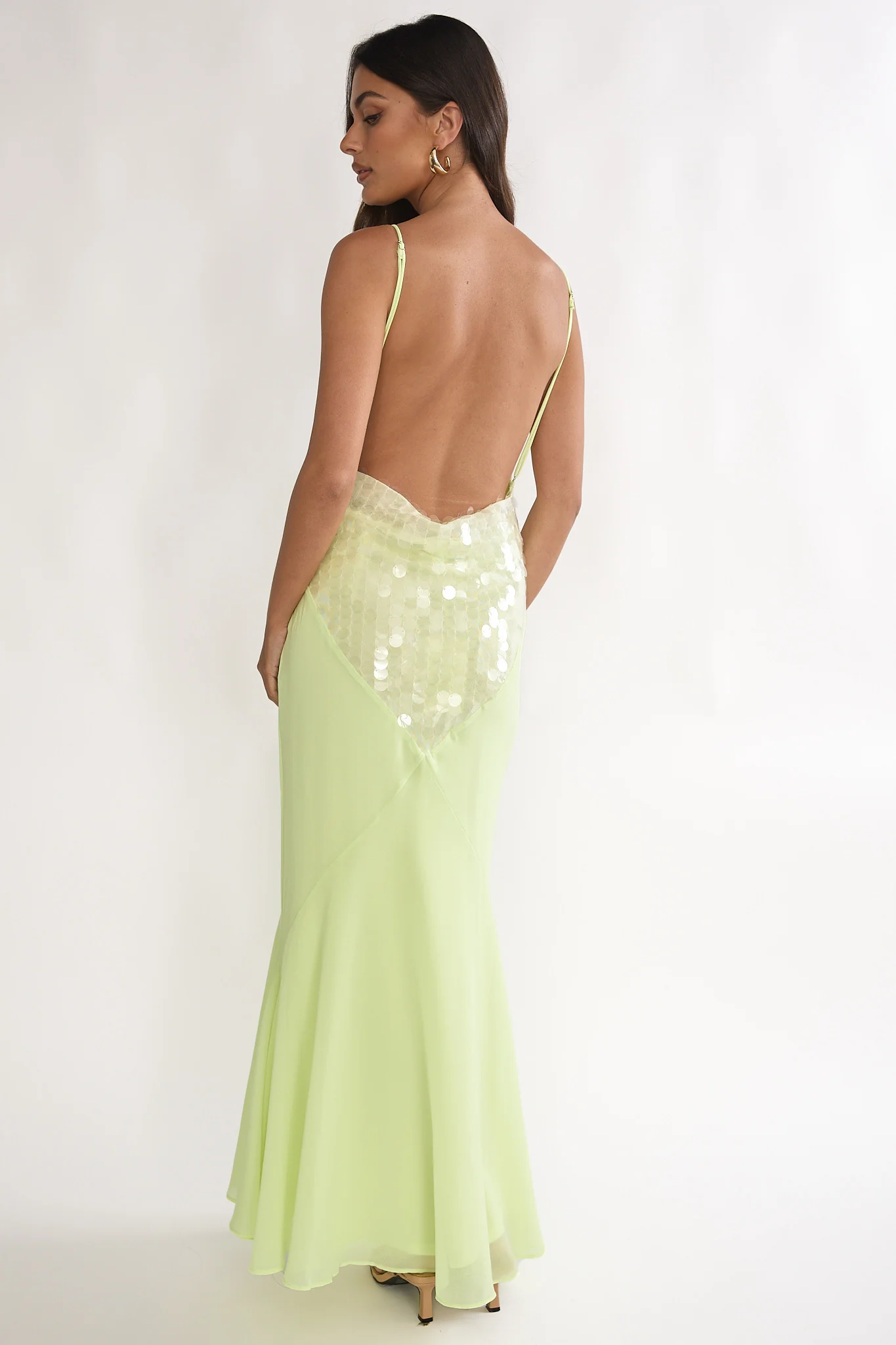 Meranda V-Neck Maxi Dress Sequin Yellow - Image 3