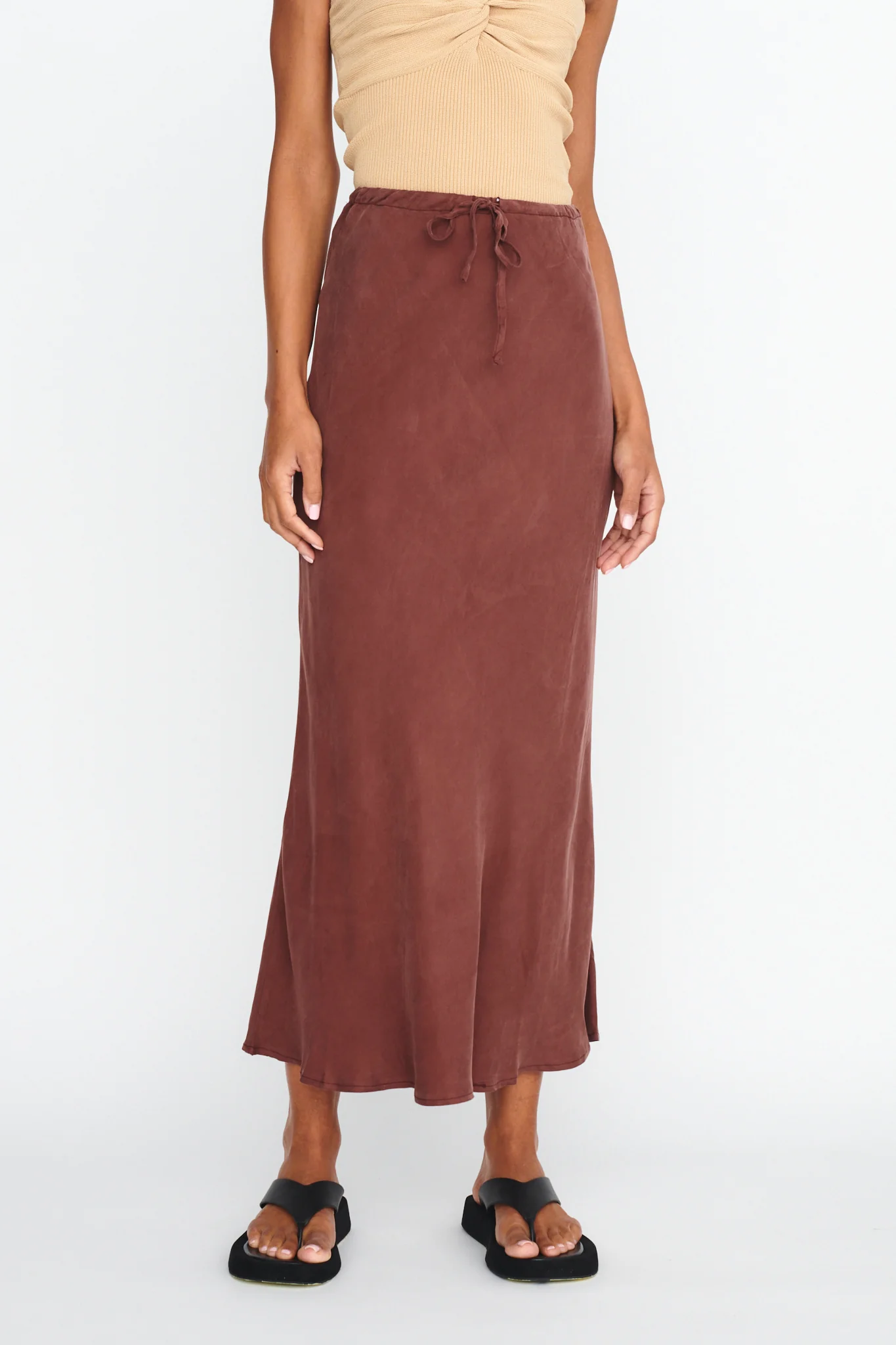 Merisa Drawstring Midi Skirt Choco - Image 3