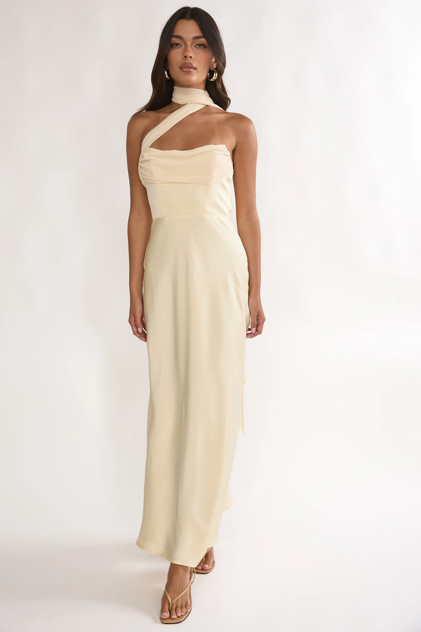 Merisalyn Strapless Scarf Maxi Dress Butter - Image 4