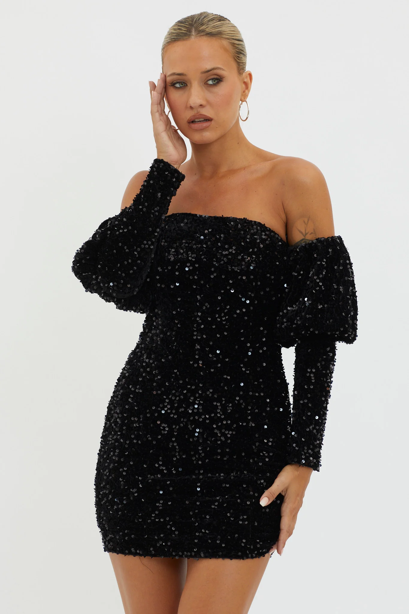 Merry & Bright Sequin Mini Dress Black - Image 5