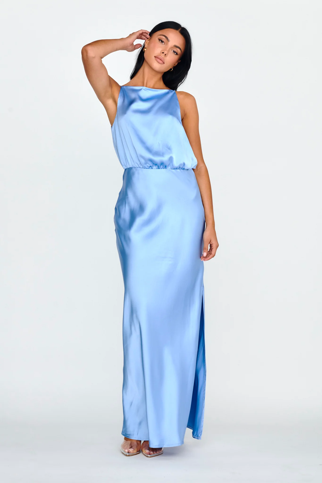 Midnight Hour Side Split Midi Dress Ocean - Image 5