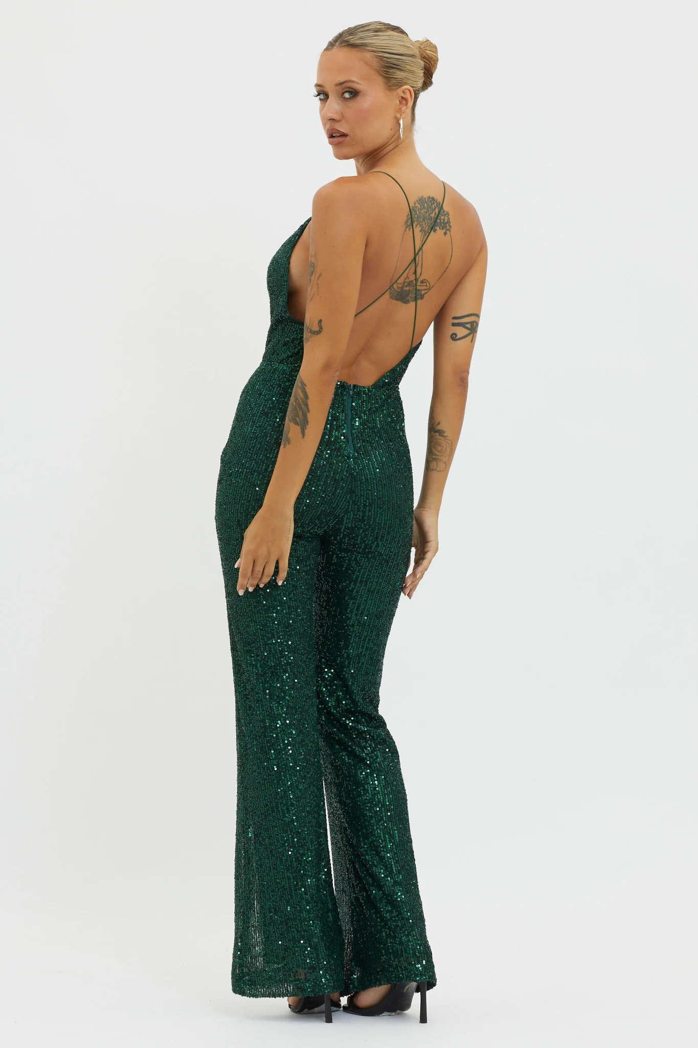 Midnight Kiss Sequin Jumpsuit Hunter - Image 3