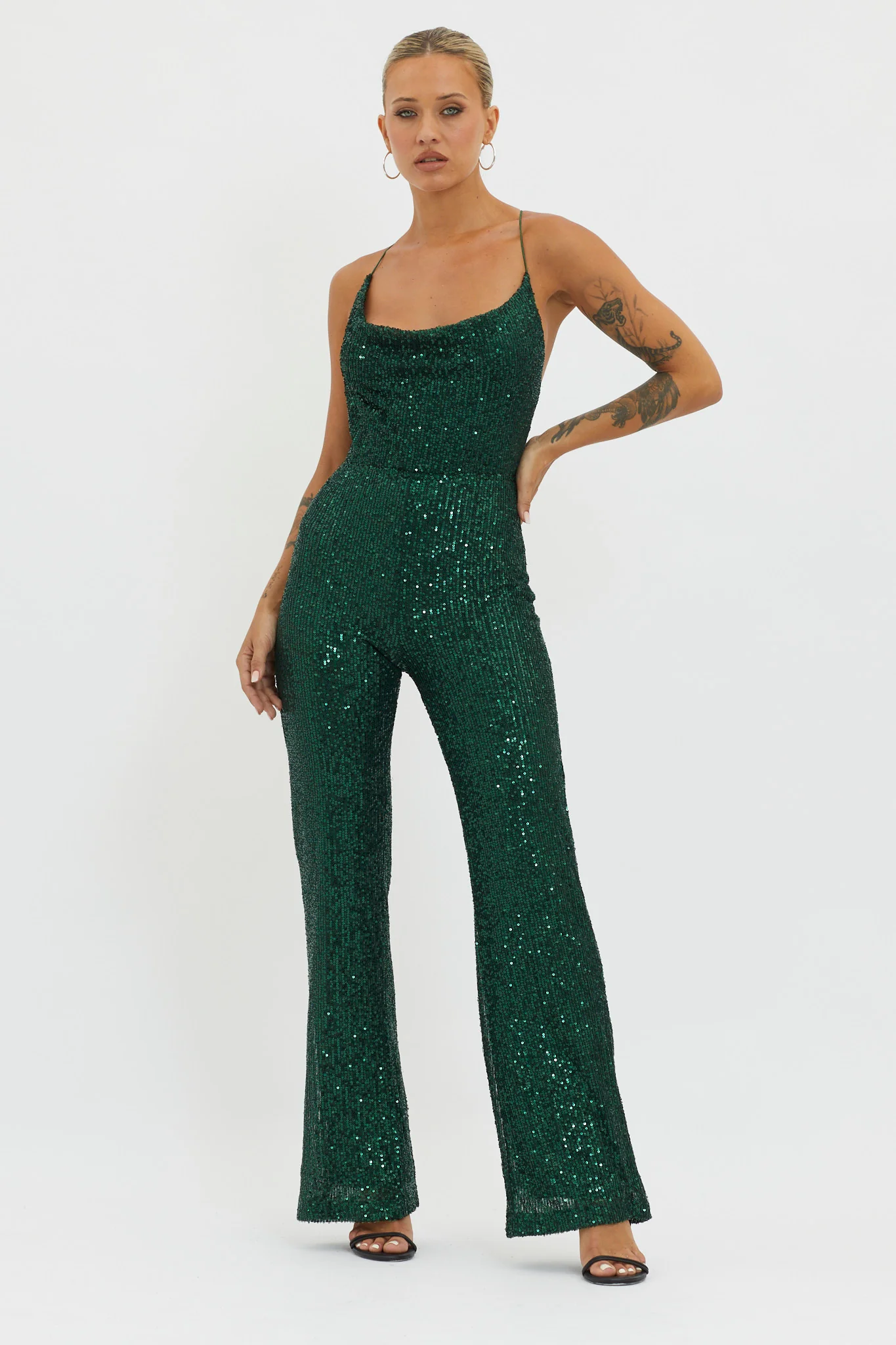 Midnight Kiss Sequin Jumpsuit Hunter - Image 6