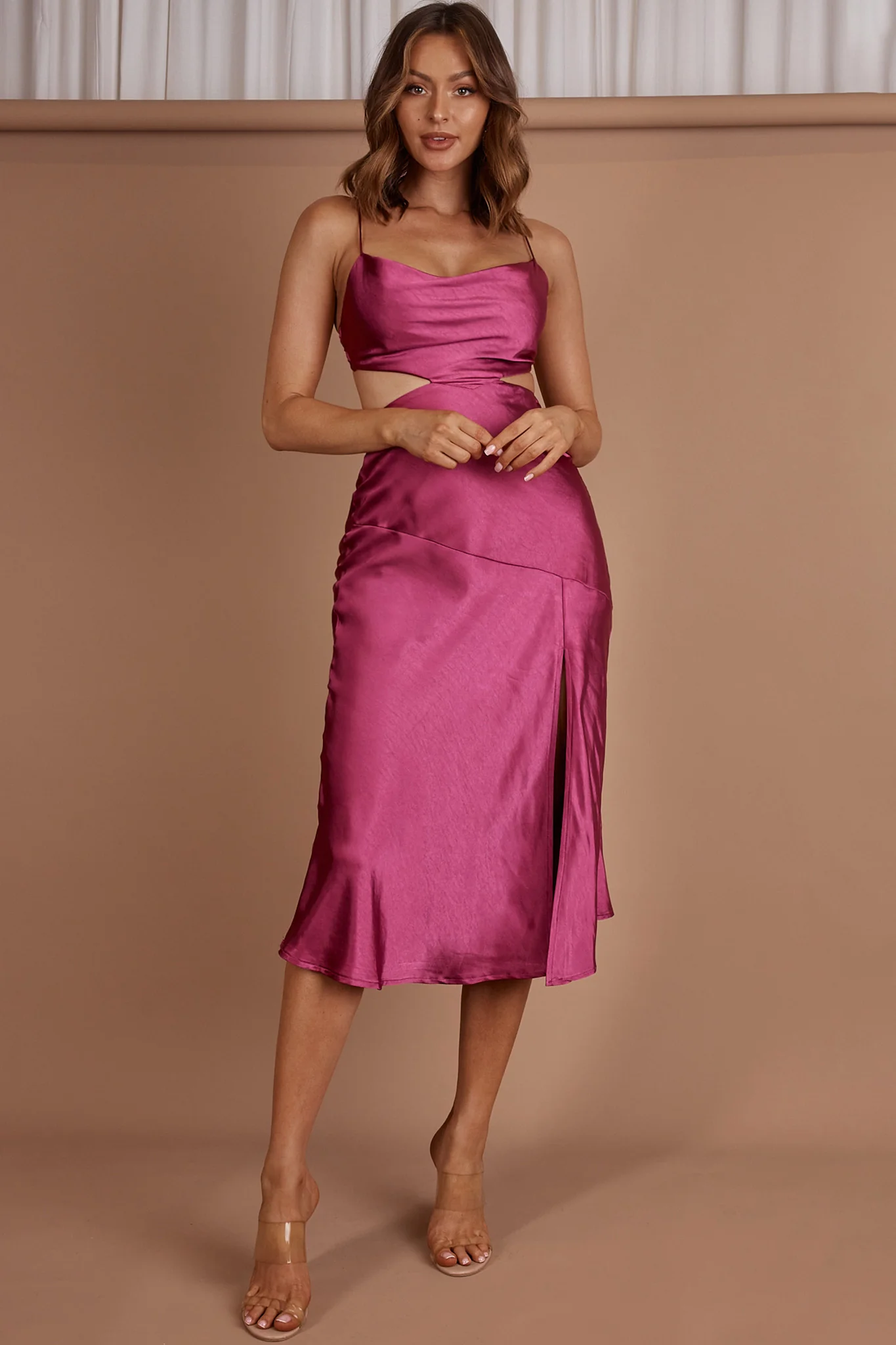Midnight Muse Strappy Back Midi Dress Fuchsia - Image 5