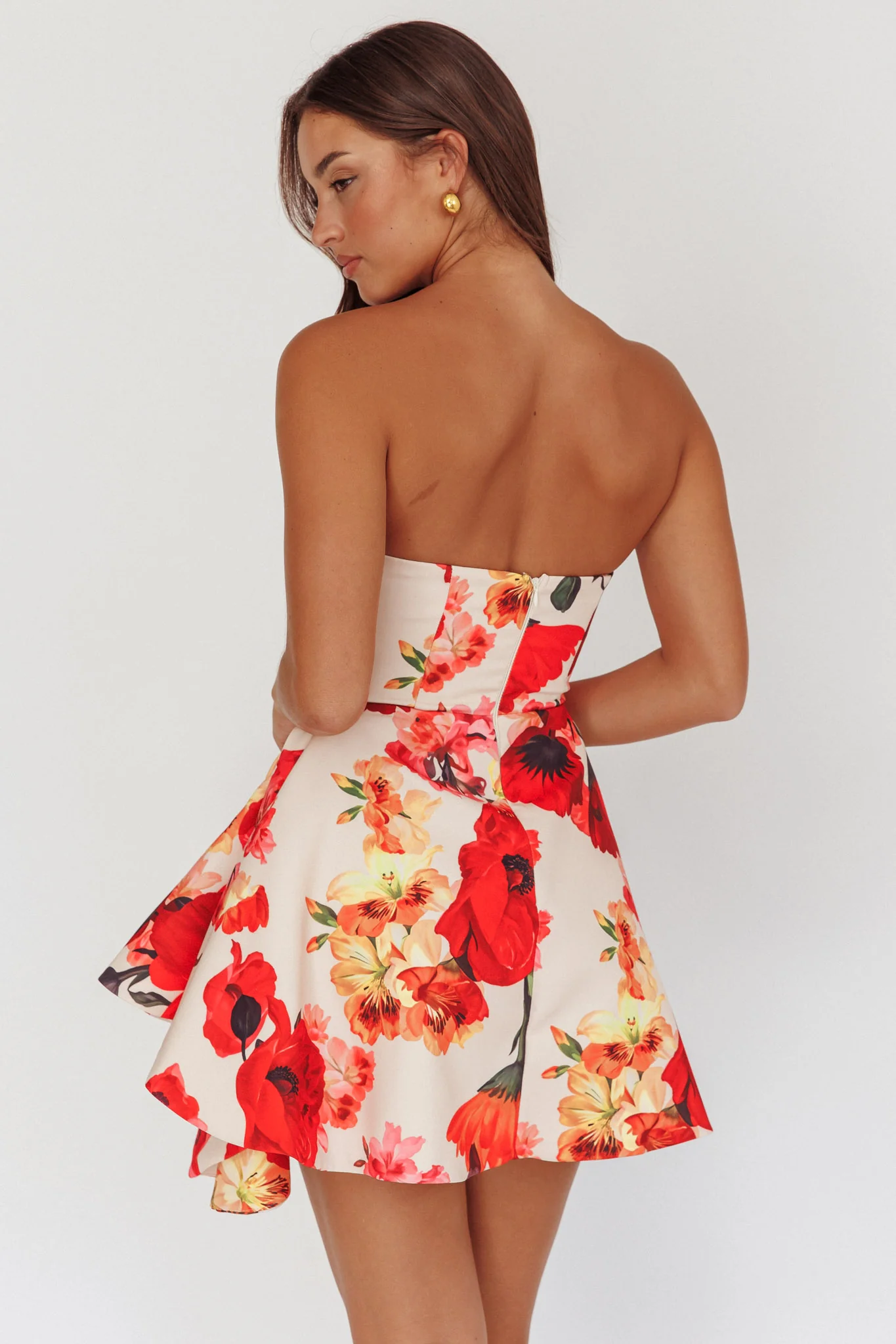 Minnesota Strapless Mini Dress Floral Red - Image 3