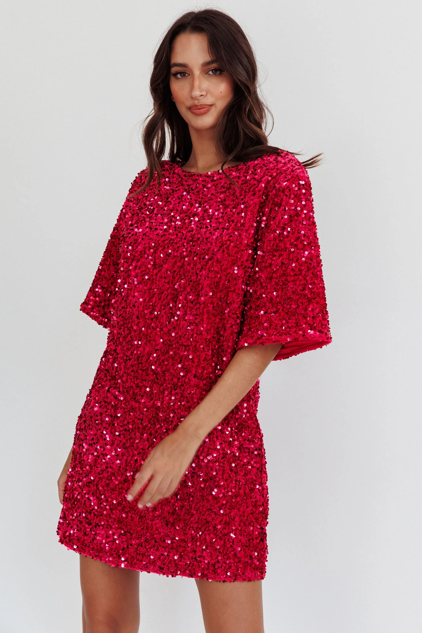 Miramar Backless Sequin Dress Fuchsia - Image 6