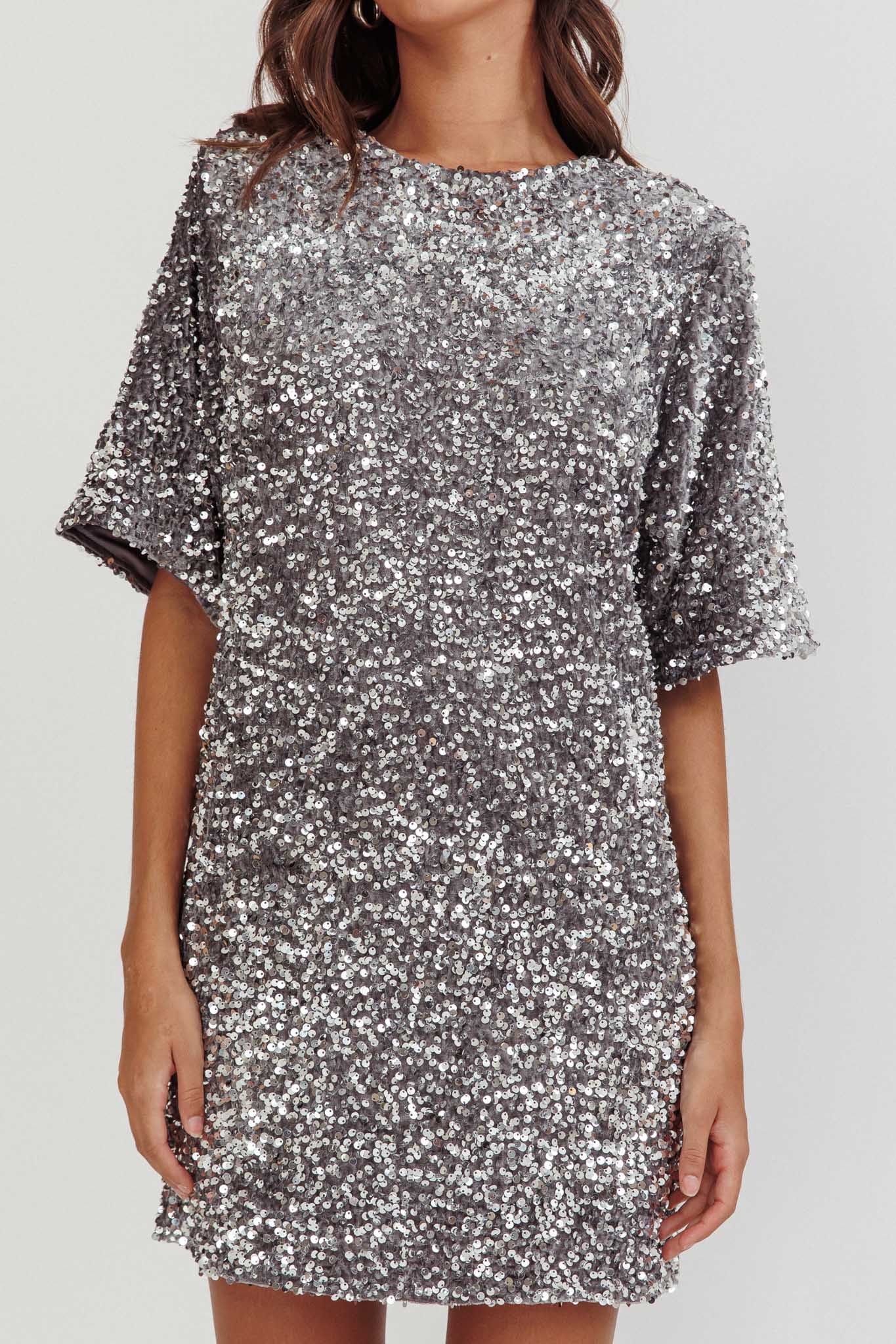 Miramar Backless Sequin Dress Silver - Image 5