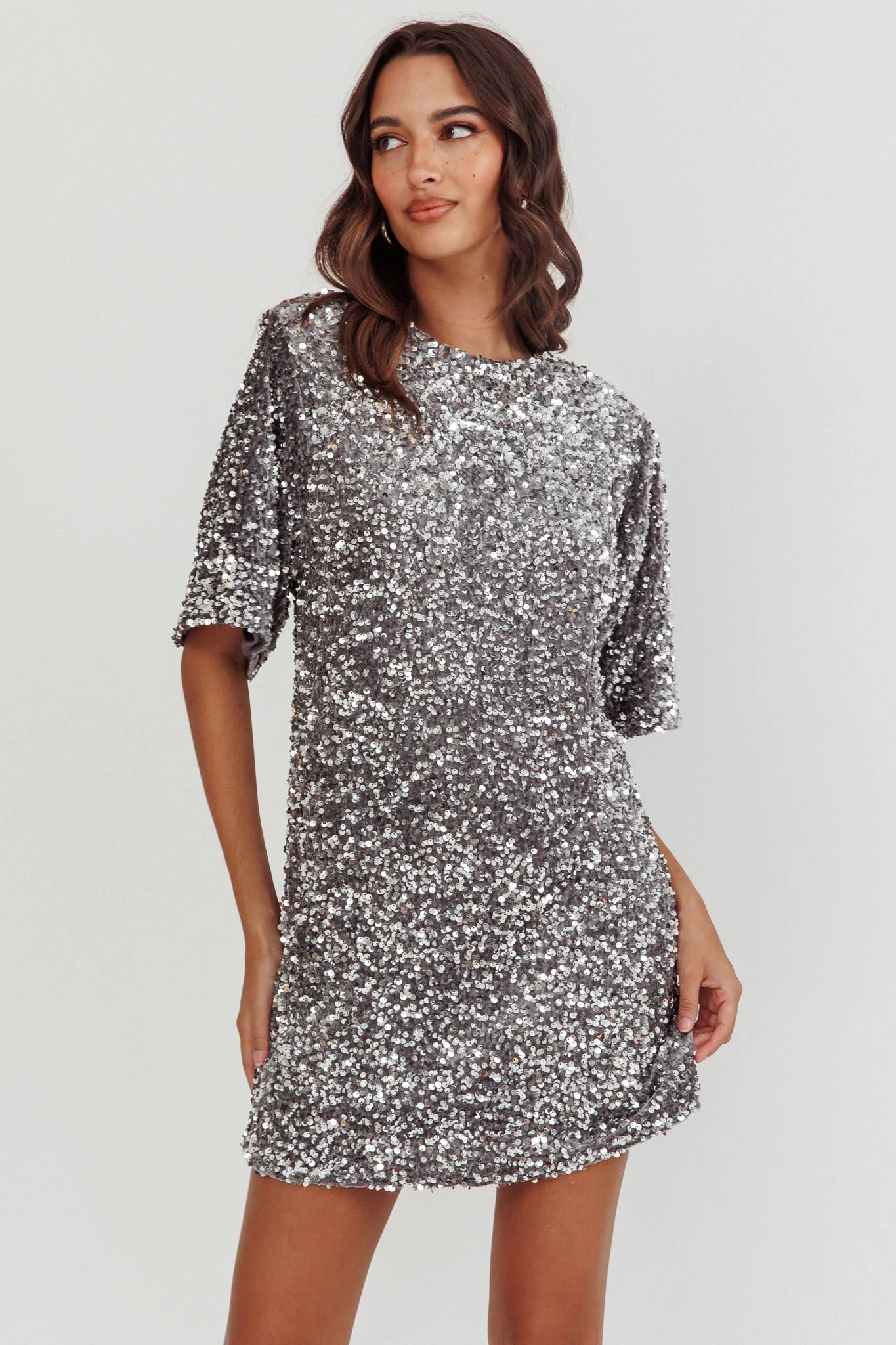Miramar Backless Sequin Dress Silver - Image 6