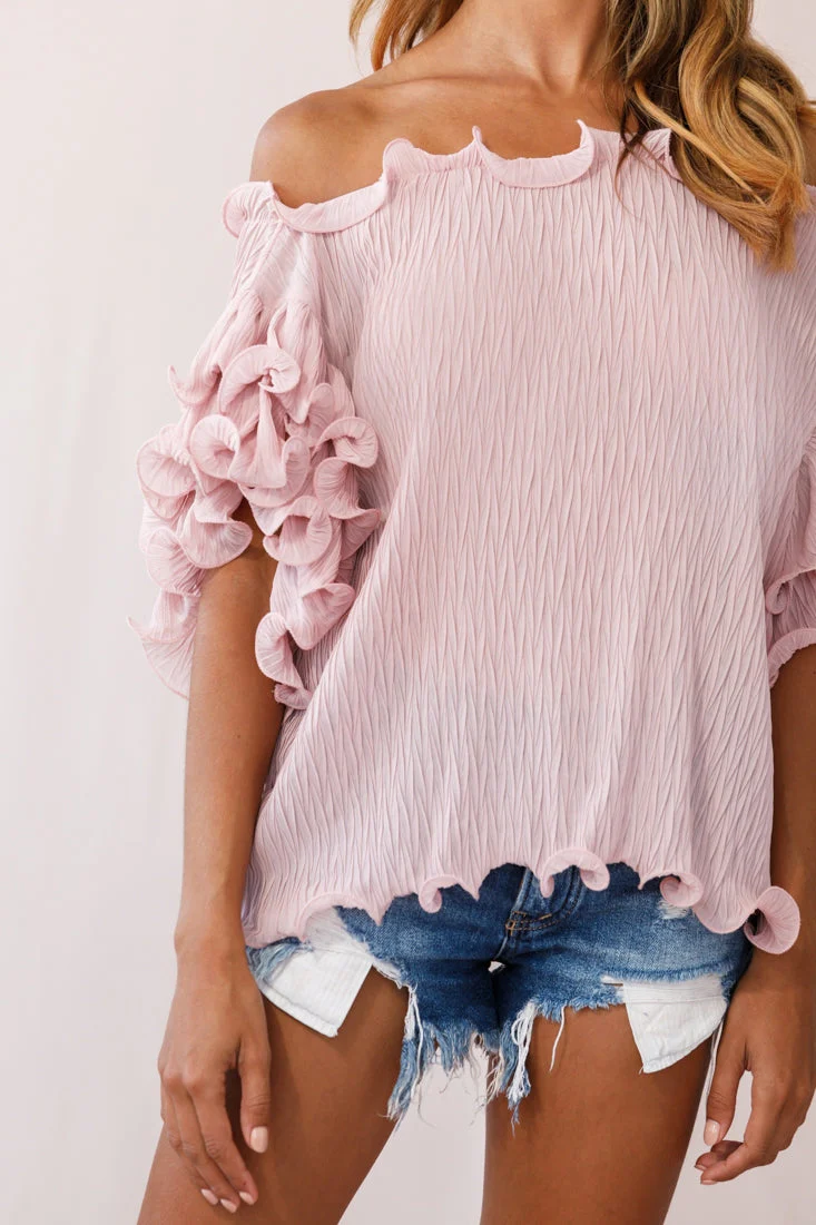 Miranda Ruffle Sleeve Top Blush - Image 4