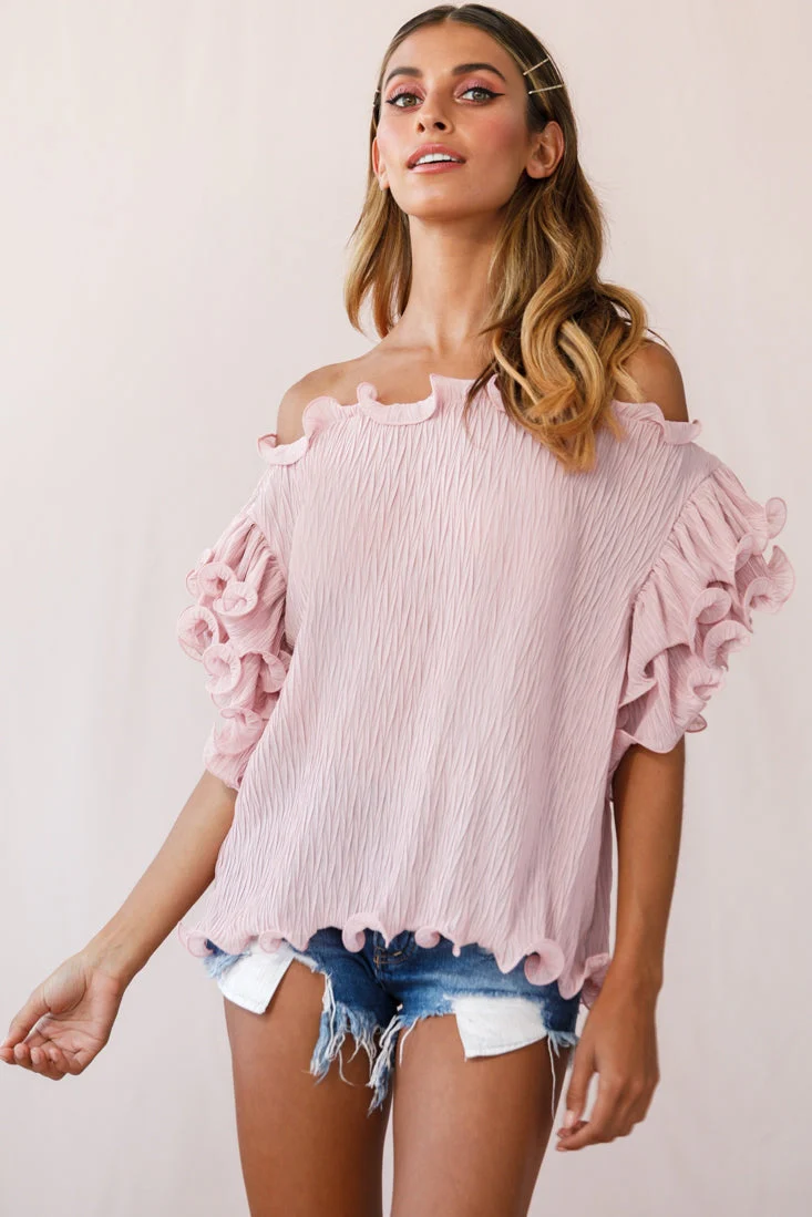 Miranda Ruffle Sleeve Top Blush - Image 5