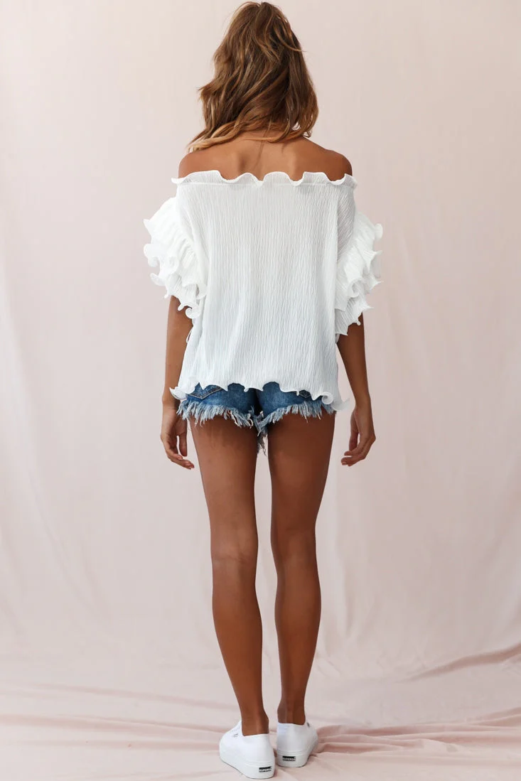 Miranda Ruffle Sleeve Top White - Image 3