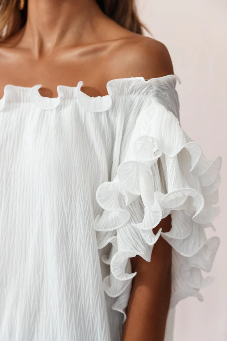 Miranda Ruffle Sleeve Top White - Image 4