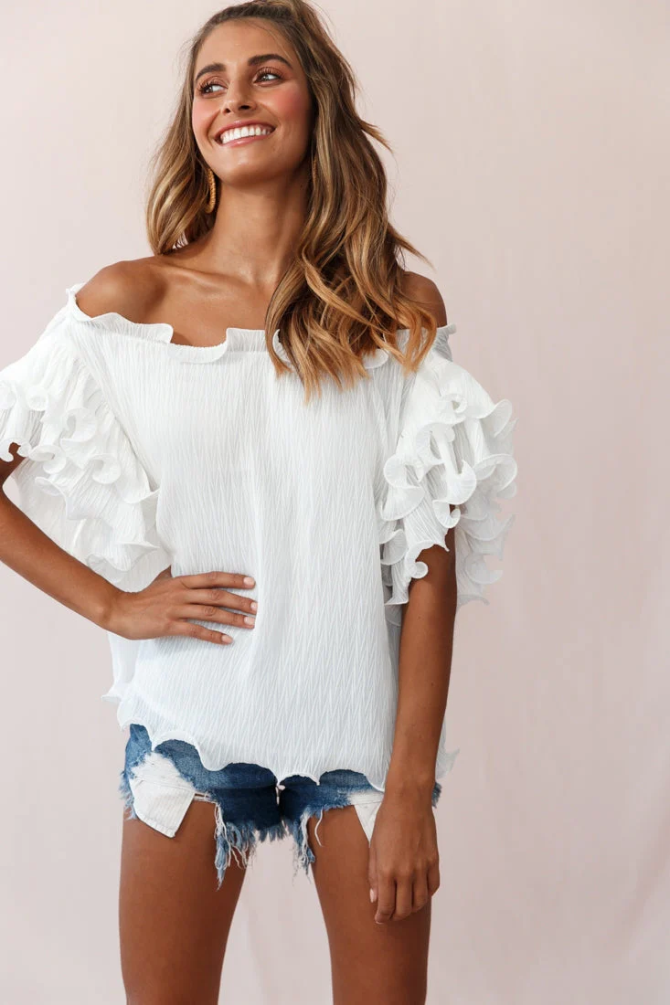 Miranda Ruffle Sleeve Top White - Image 5