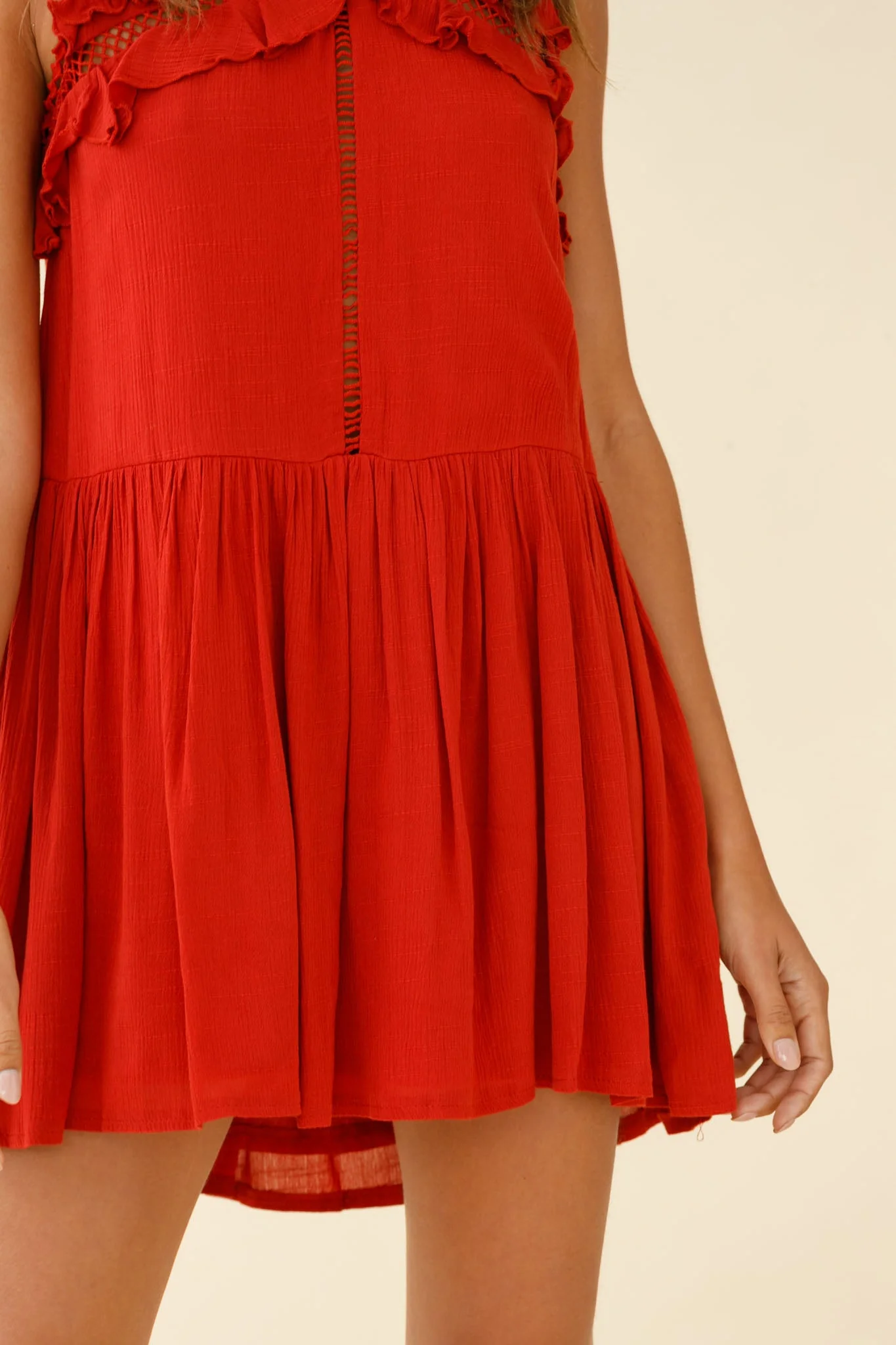 Mischa Sleeveless Frill Trim Shift Dress Rust - Image 4