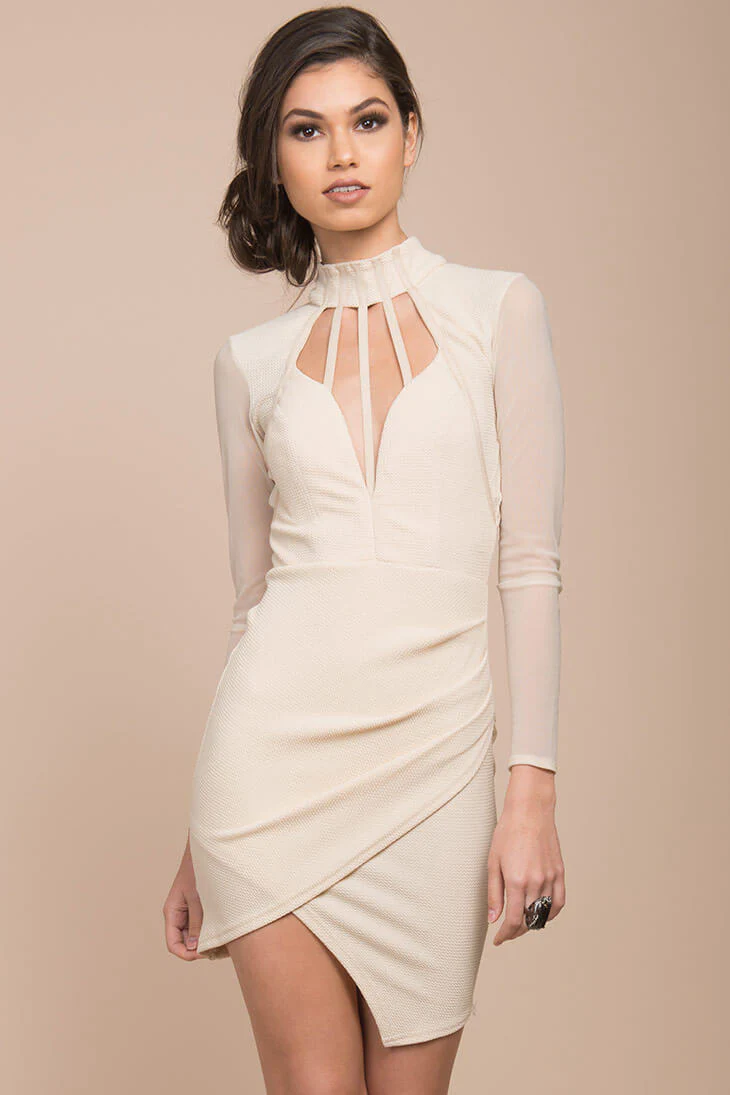 Misha Bodycon Dress Beige - Image 3