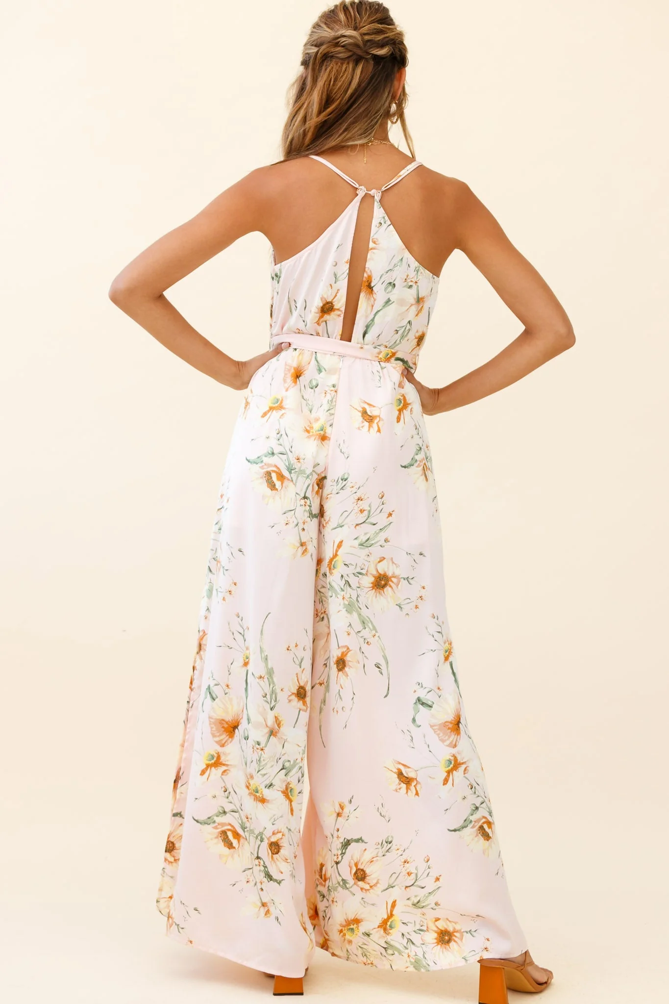 Miso Wide-Leg Cami Jumpsuit Poppy Print Pink - Image 2