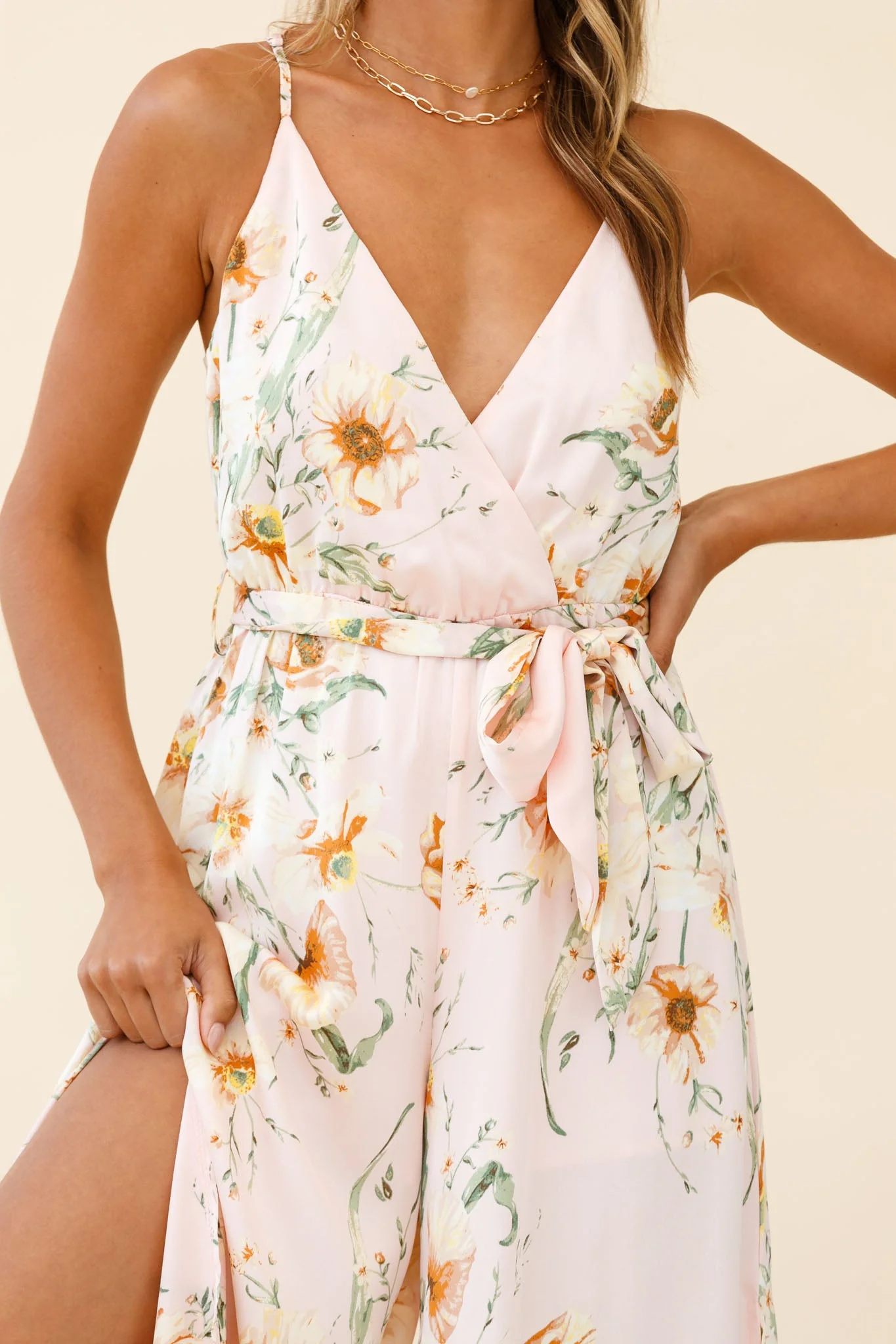 Miso Wide-Leg Cami Jumpsuit Poppy Print Pink - Image 4