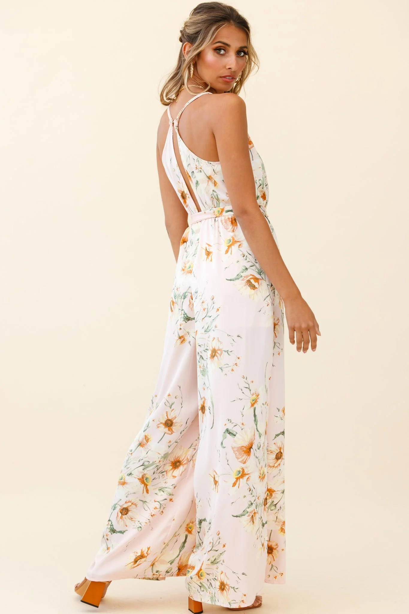 Miso Wide-Leg Cami Jumpsuit Poppy Print Pink - Image 5