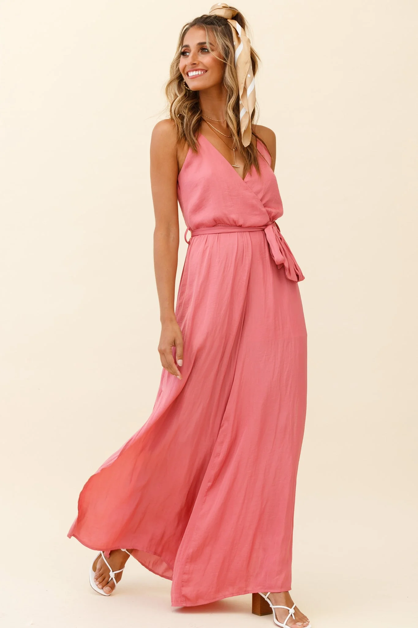 Miso Wide-Leg Cami Jumpsuit Rose - Image 2