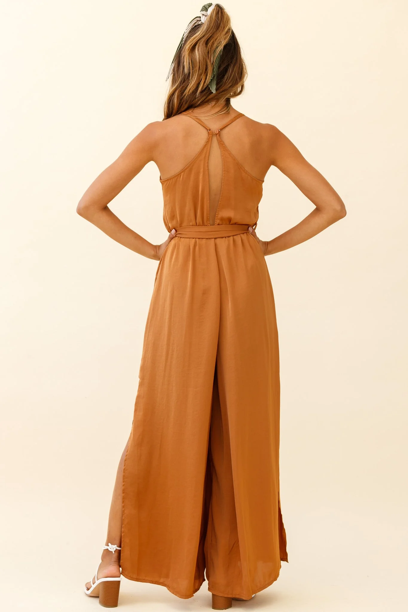Miso Wide-Leg Cami Jumpsuit Tan - Image 3