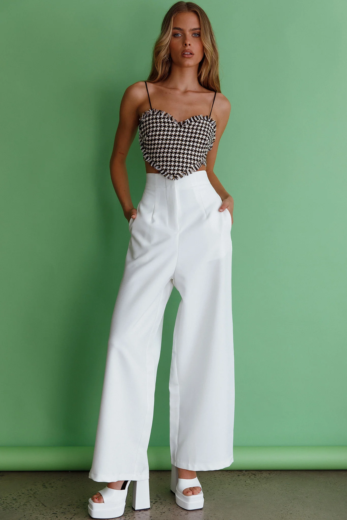 Miss Fine Heart Crop Top Houndstooth Black - Image 3