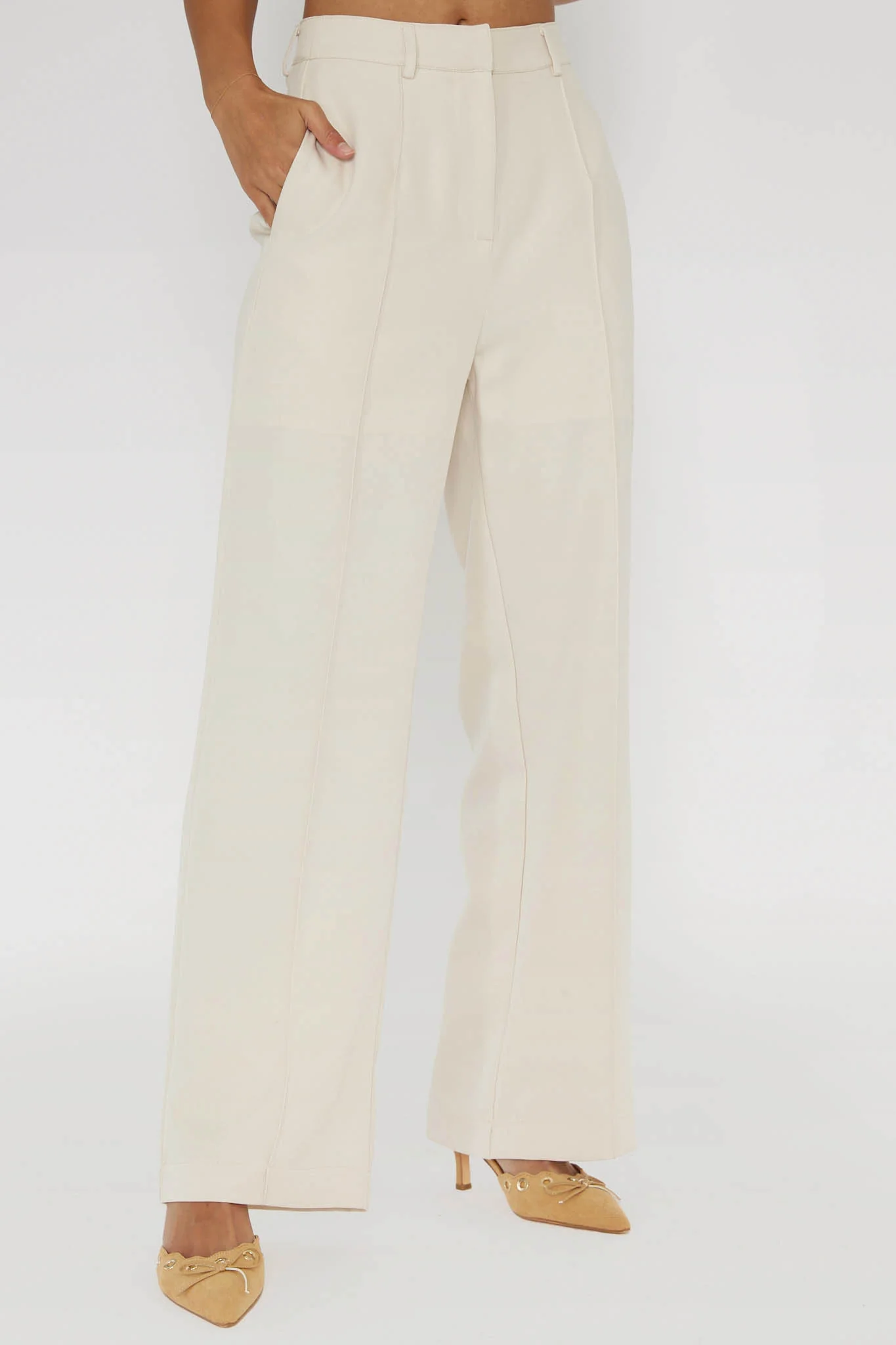 Mistie Pintuck Pants Bone - Image 4