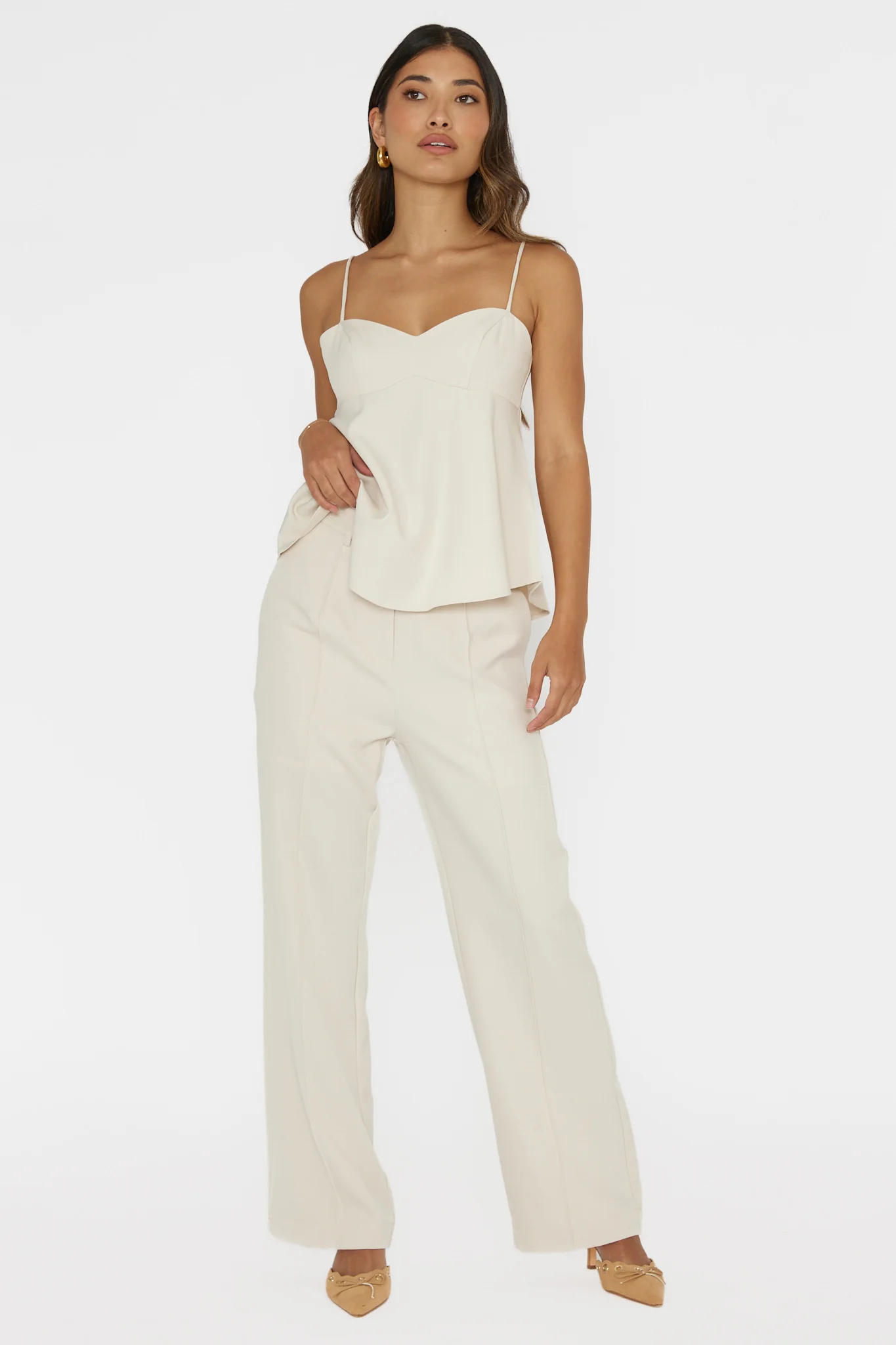 Mistie Pintuck Pants Bone - Image 5