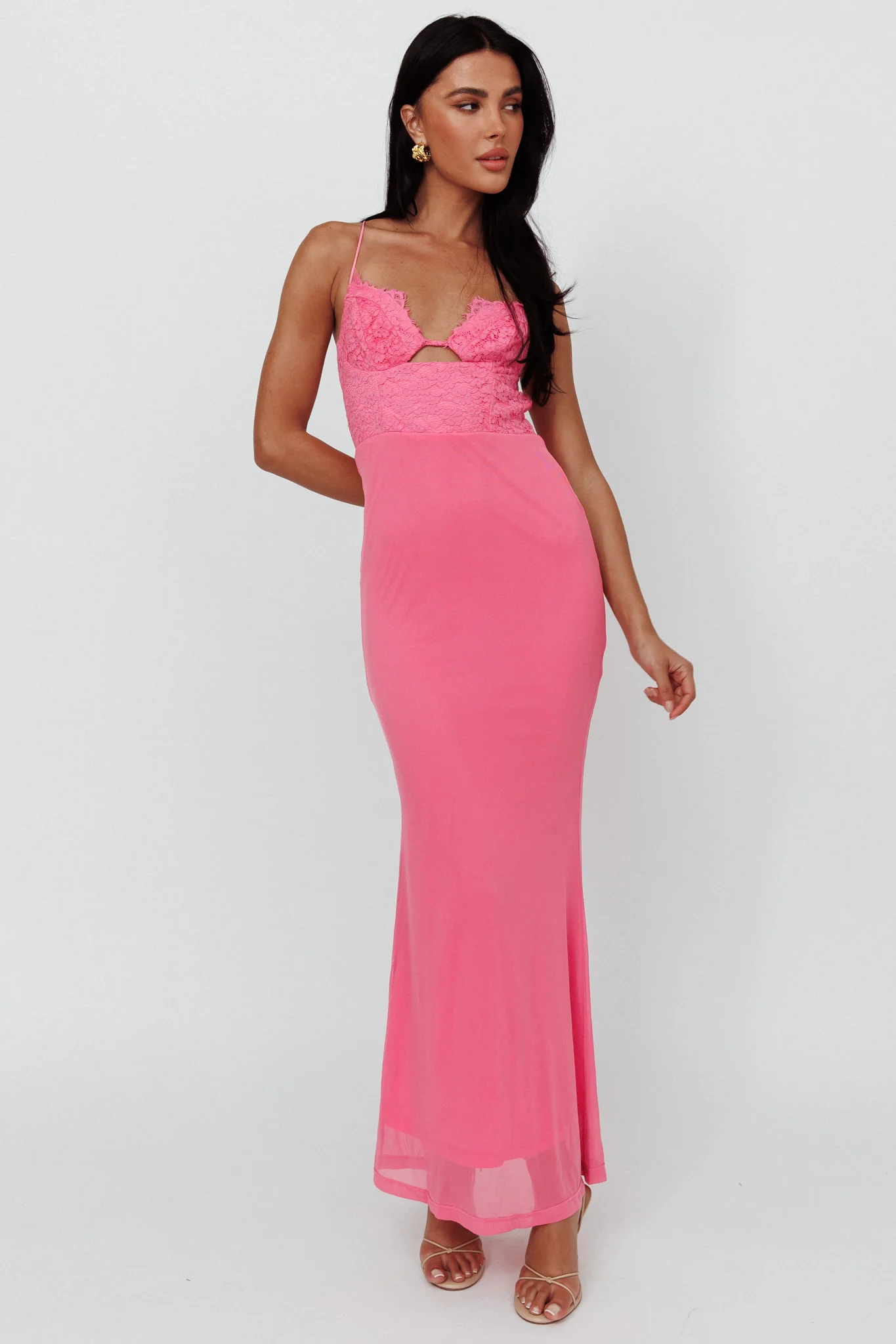 Modern Love Lace Bodice Maxi Dress Pink - Image 3