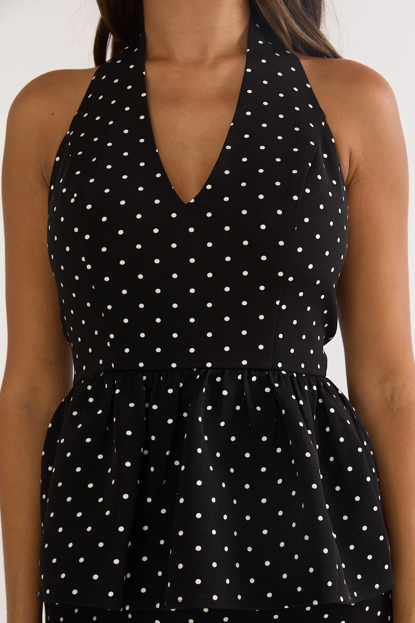 Molly Halter Peplum Top Polka Dot Black - Image 4