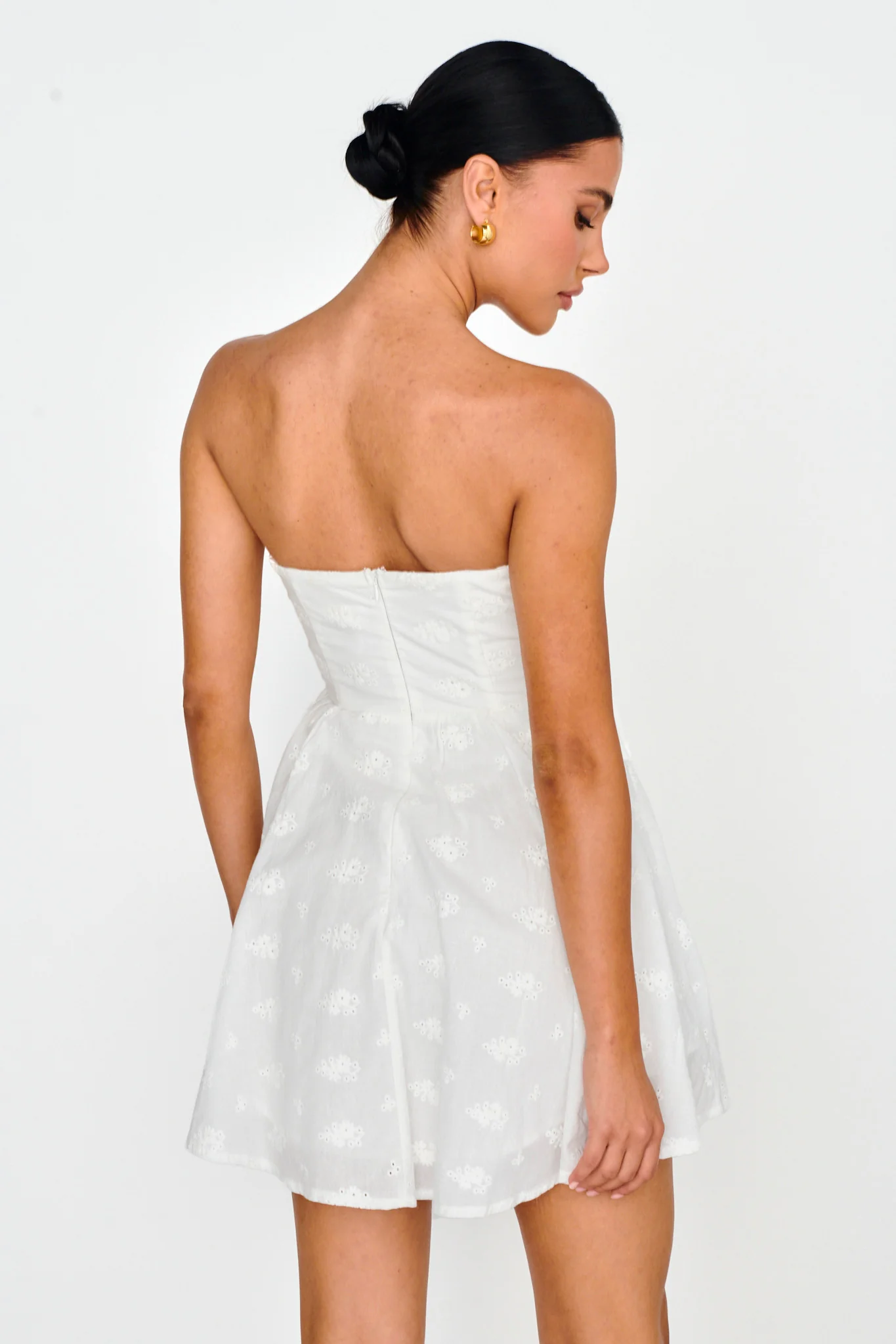Mon Petit Lace-Up Bodice Mini Dress White - Image 2