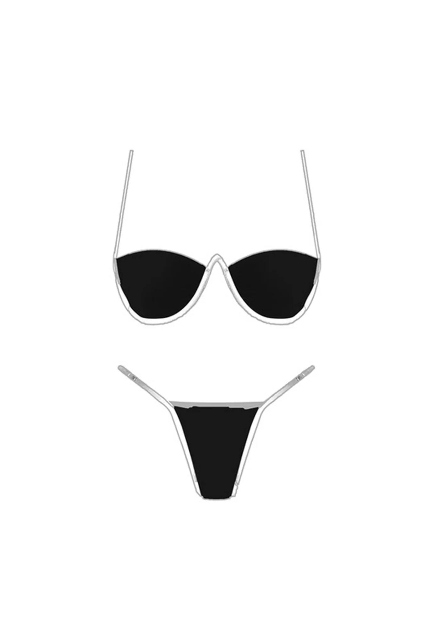 Monaco String Bikini Bottom Black/White - Image 8