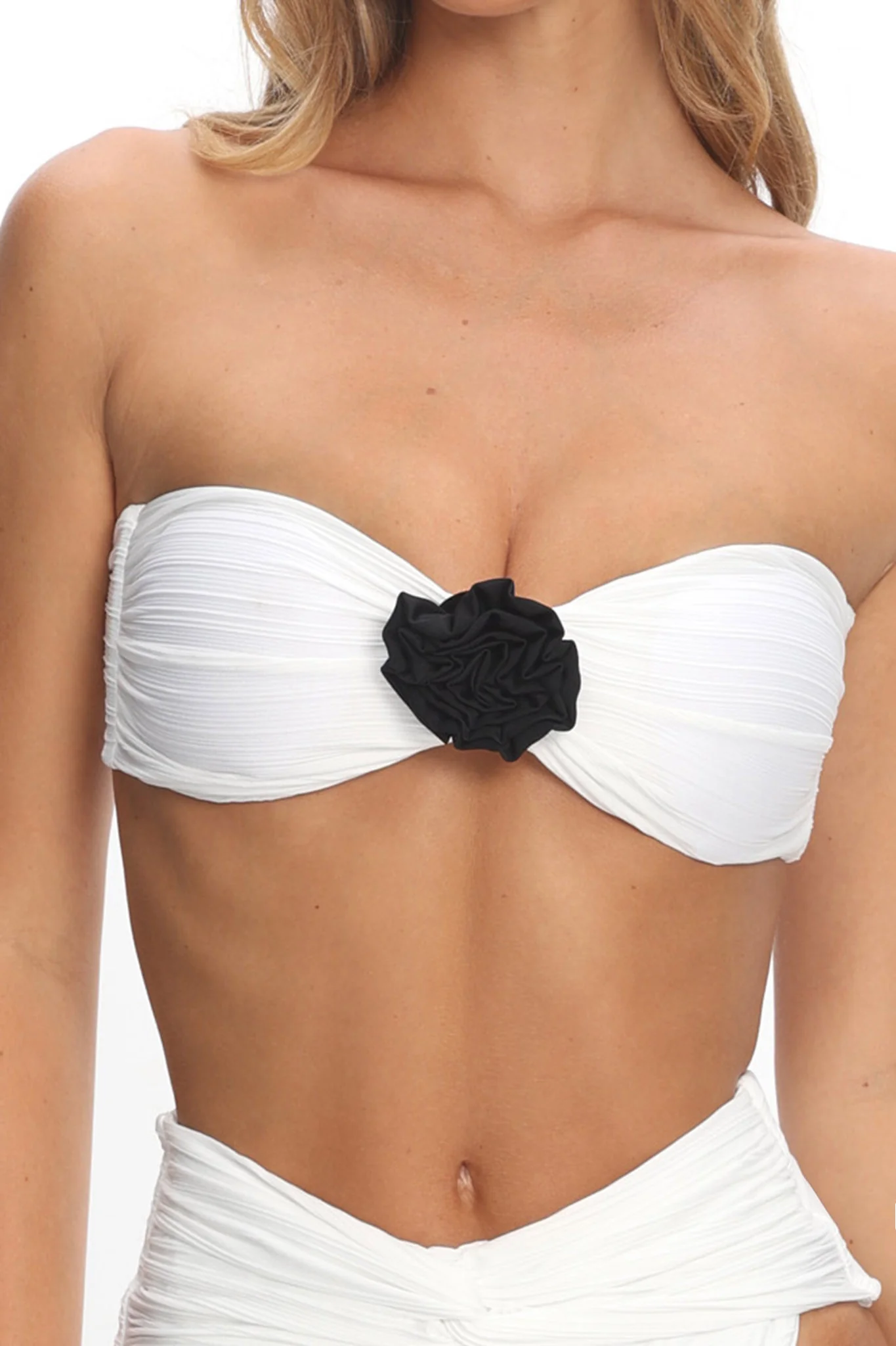 Monique Twist Bandeau Rosette Bikini Top Ivory - Image 3