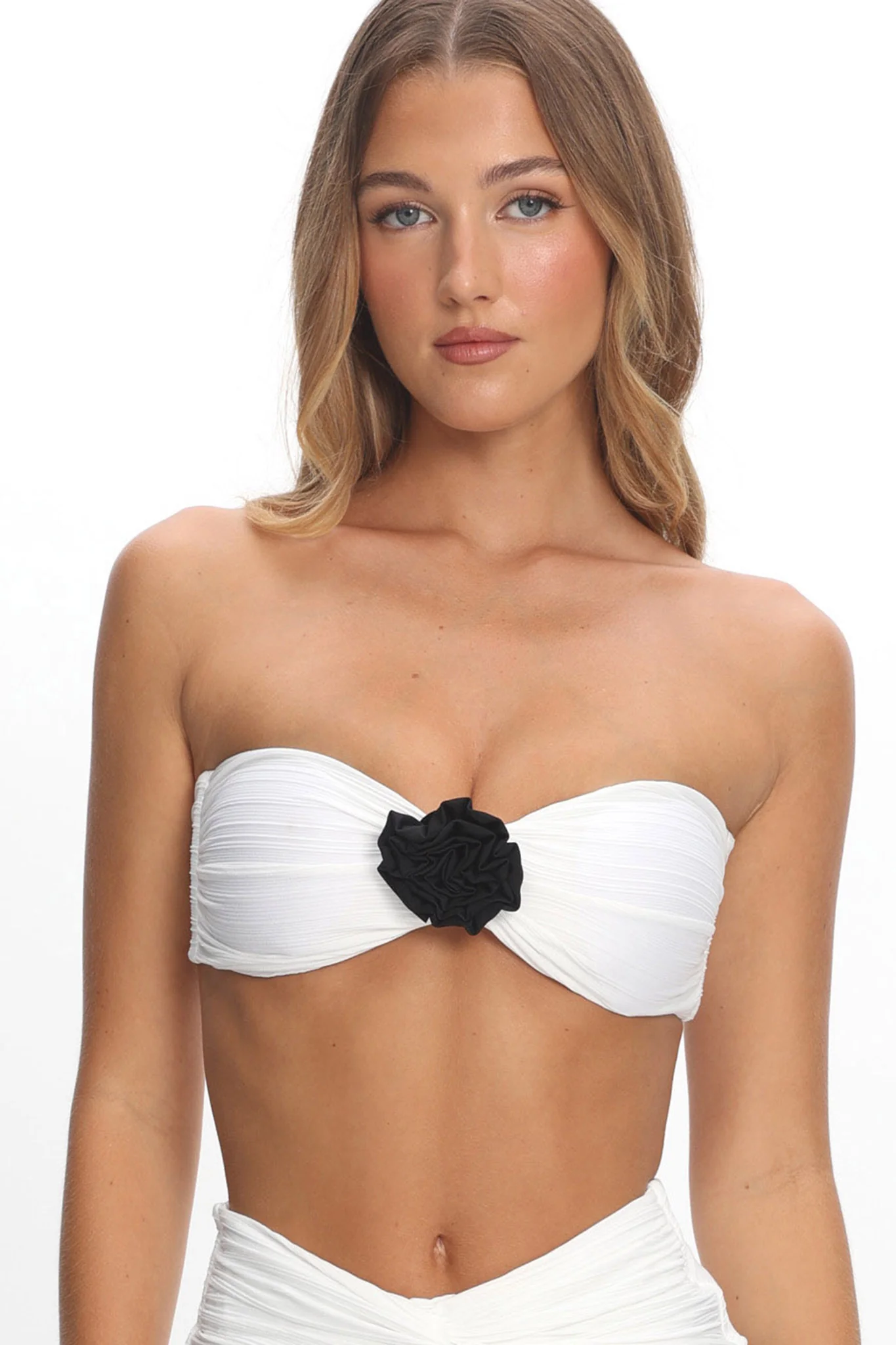 Monique Twist Bandeau Rosette Bikini Top Ivory - Image 5