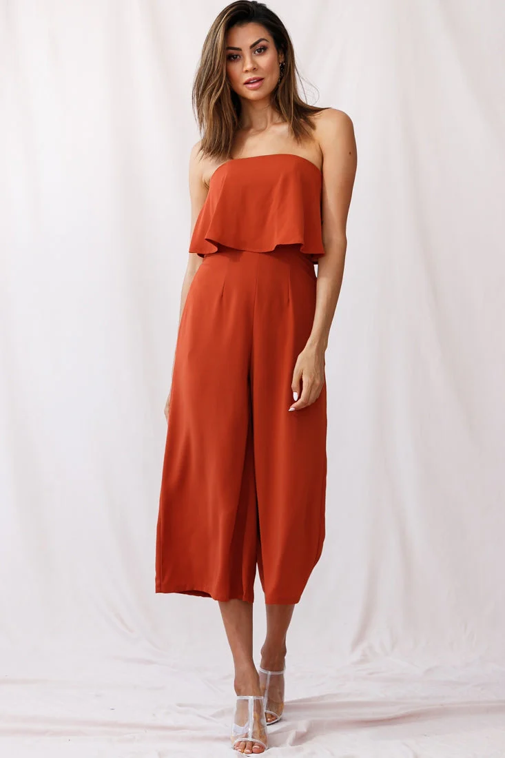 Monserrat Frill Bust Jumpsuit Umber - Image 6