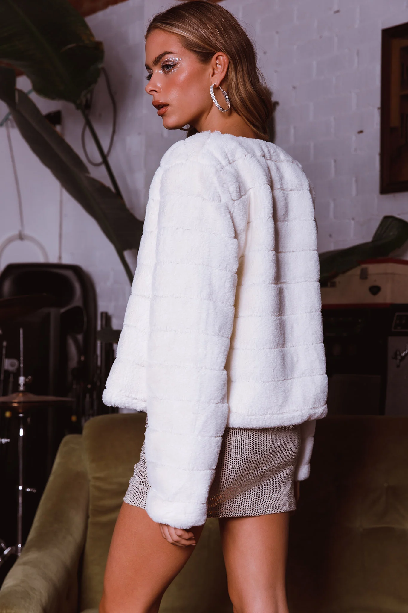 Montana Faux Fur Jacket White - Image 2