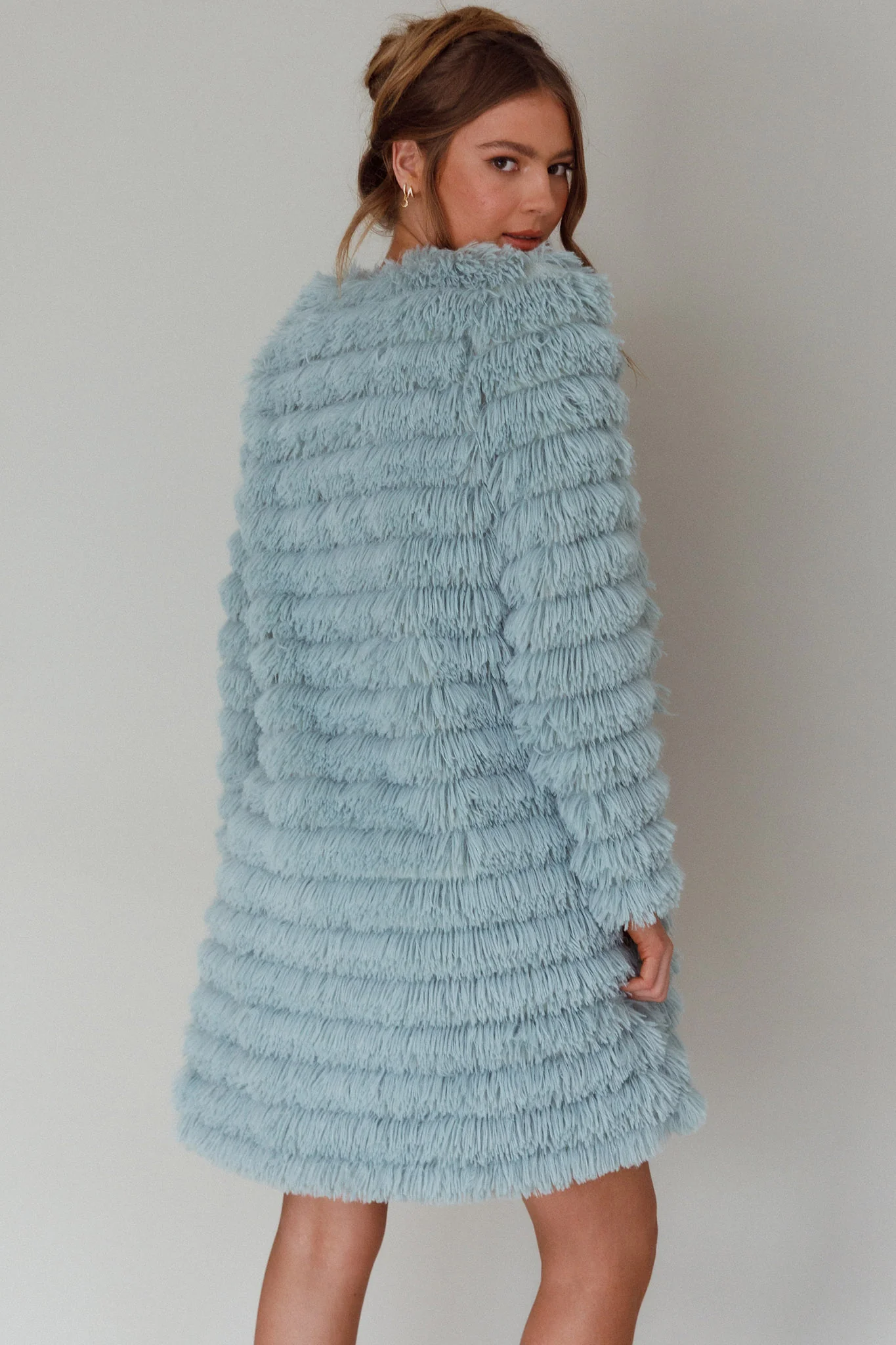 Montana Faux Fur Long Jacket Matcha - Image 2