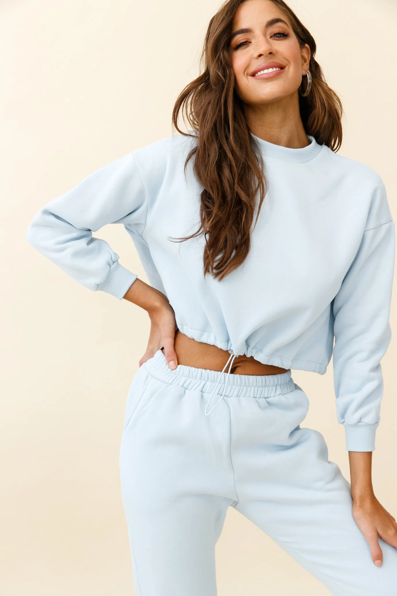 Monterey Long Sleeve Pull String Sweater Blue - Image 6